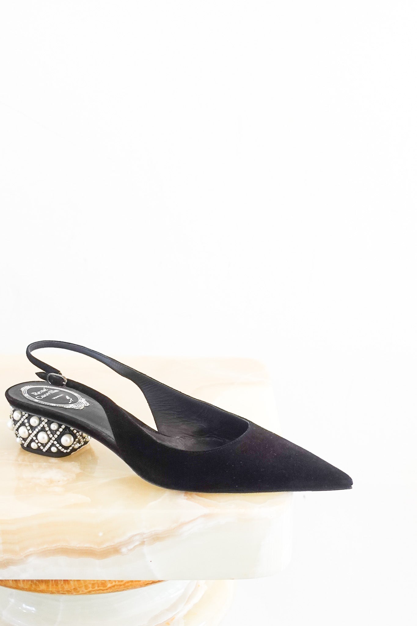 Suede slingback kitten heel RRP £600