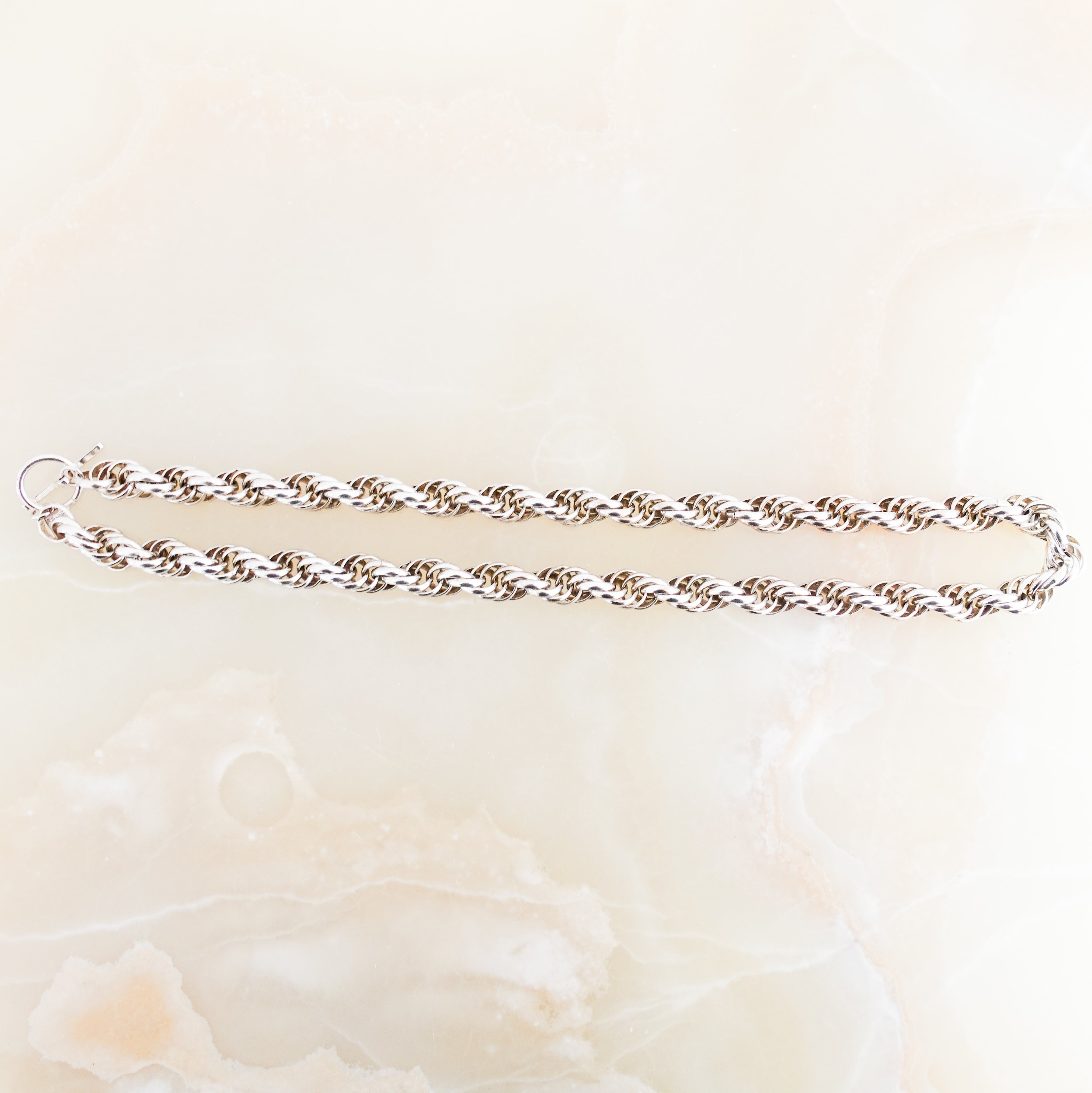 Anne Klein Silver Chunky Interlocking Chain Necklace with Pouch RRP £200 | Authentic Preloved