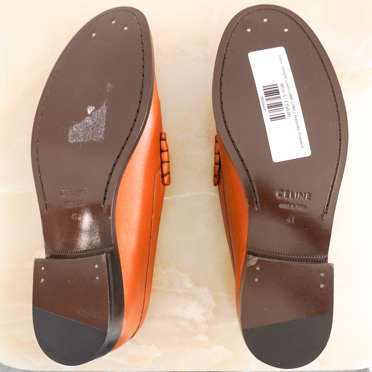 Celine Triomphe Tan Brown Calfskin Leather Loafers (RRP £790) | Authentic Preloved
