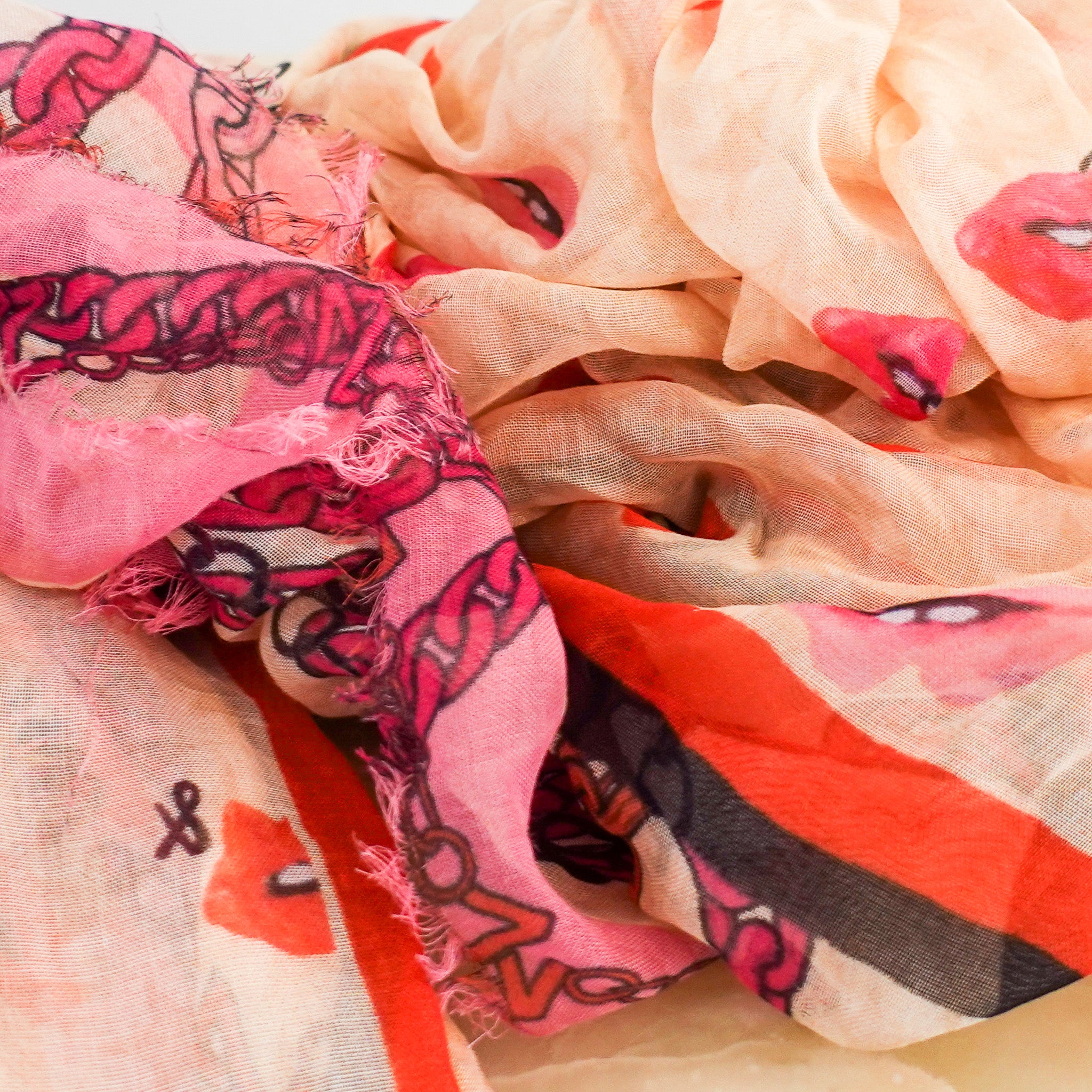 Lips print silk scarf RRP £300