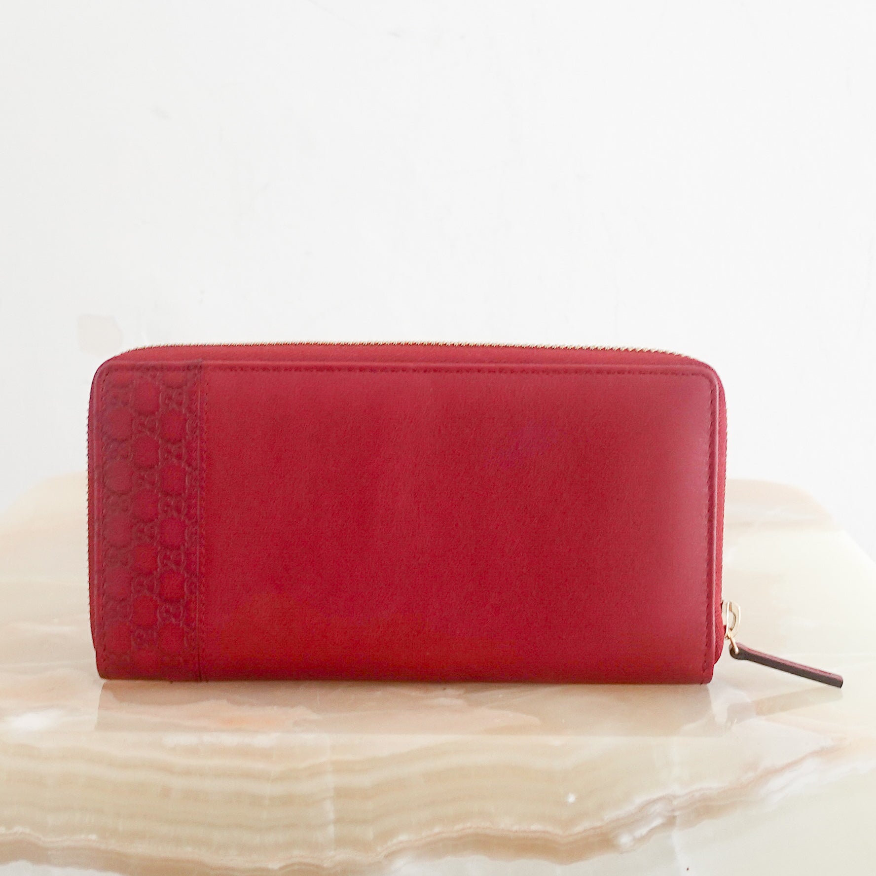 Red leather zip around wallet RRP £325