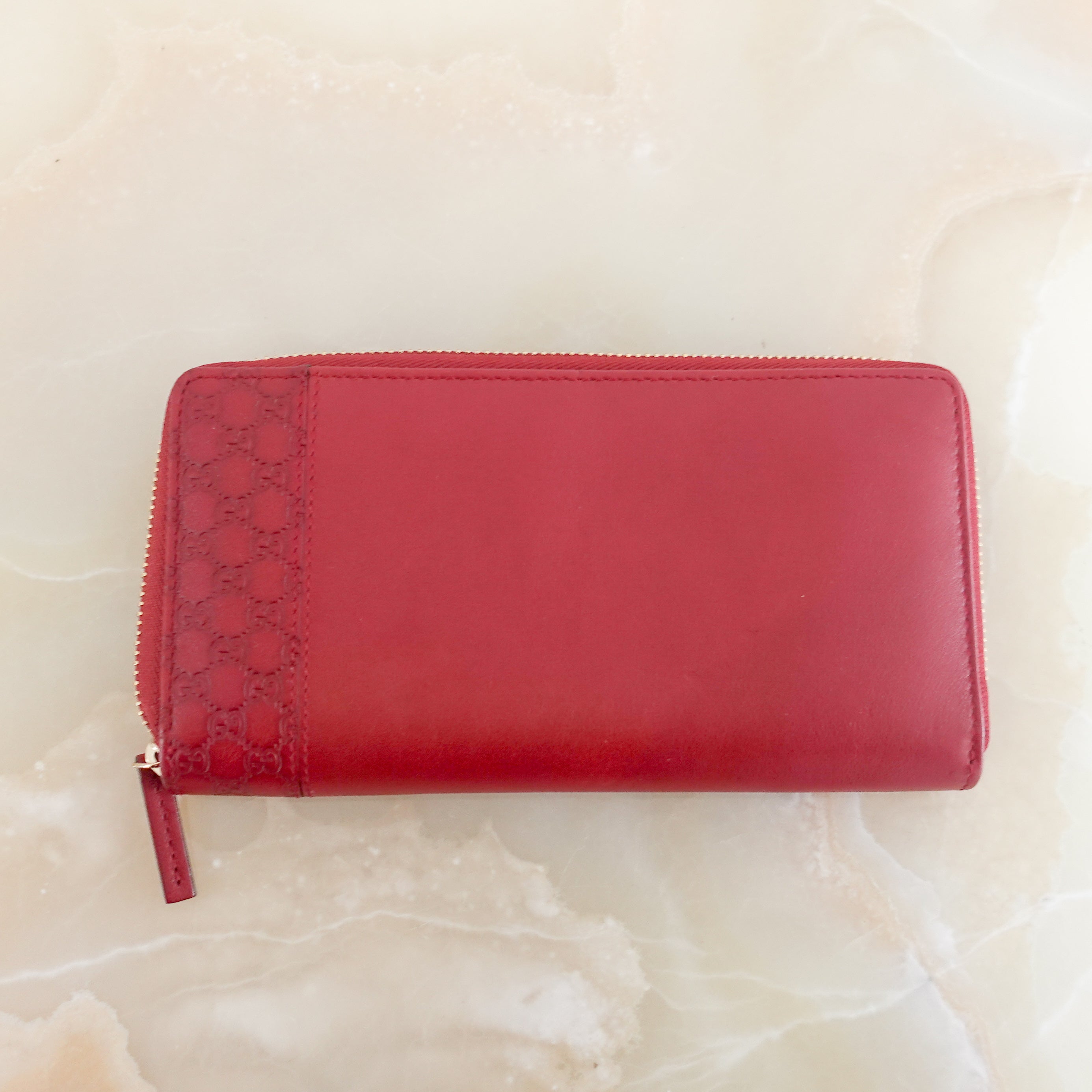 Red leather zip around wallet RRP £325