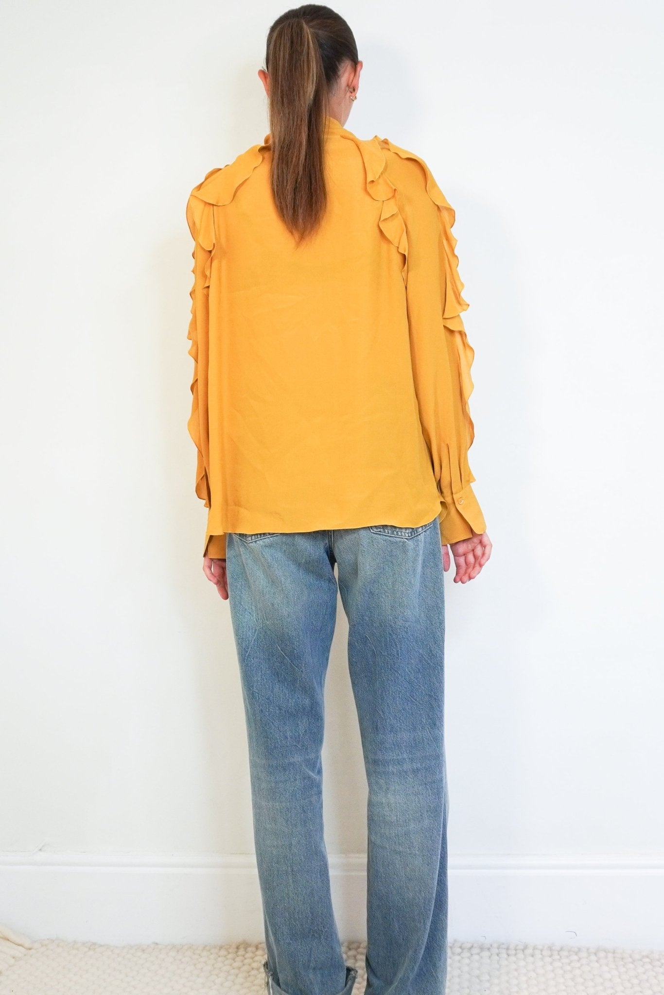 See by Chloé Yellow Harvest Gold Silk-Blend Blouse (RRP £150) | Authentic Preloved FINAL SALE - Reloved Again