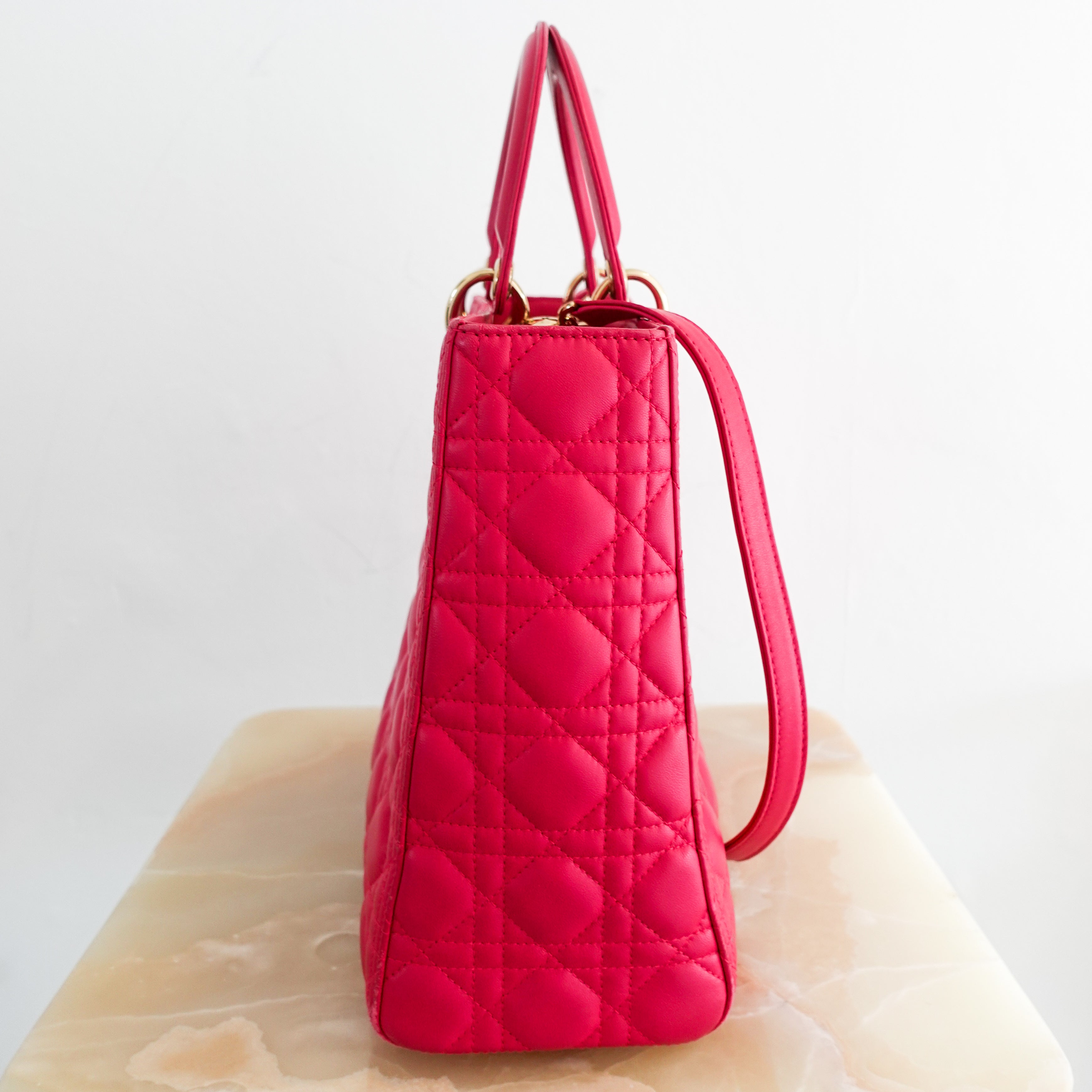 Dior Large Pink Leather Lady Bag | Authentic Preloved