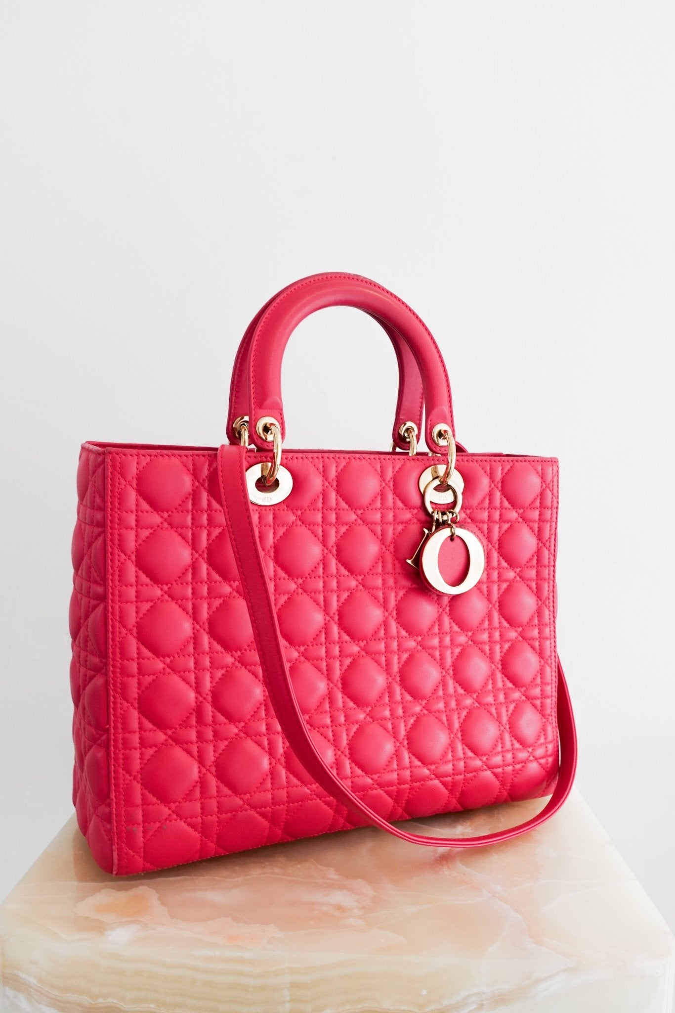 Dior Large Pink Leather Lady Bag | Authentic Preloved