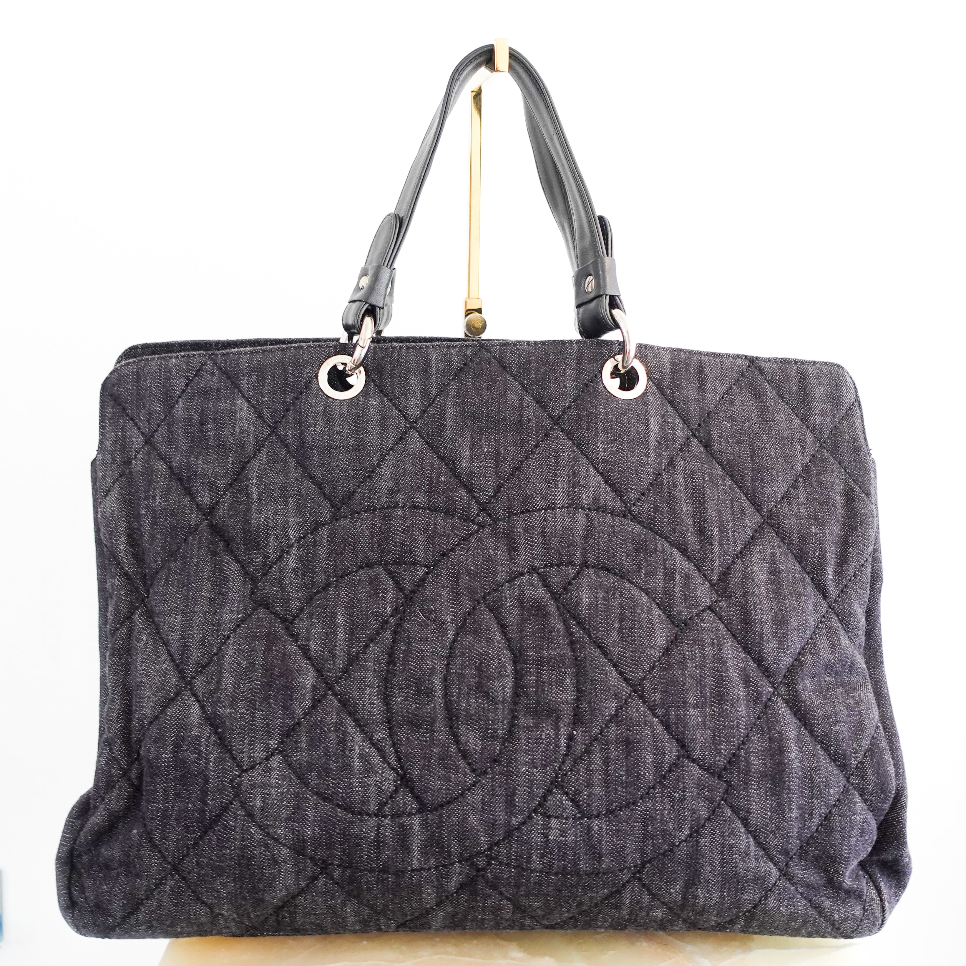 Chanel Quilted Denim oversized Canvas Tote bag | Authentic Preloved