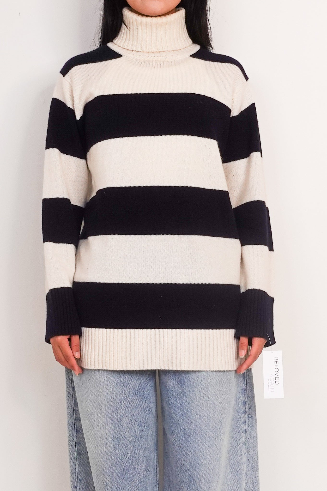 Breton stripe cashmere mix polo neck RRP £400