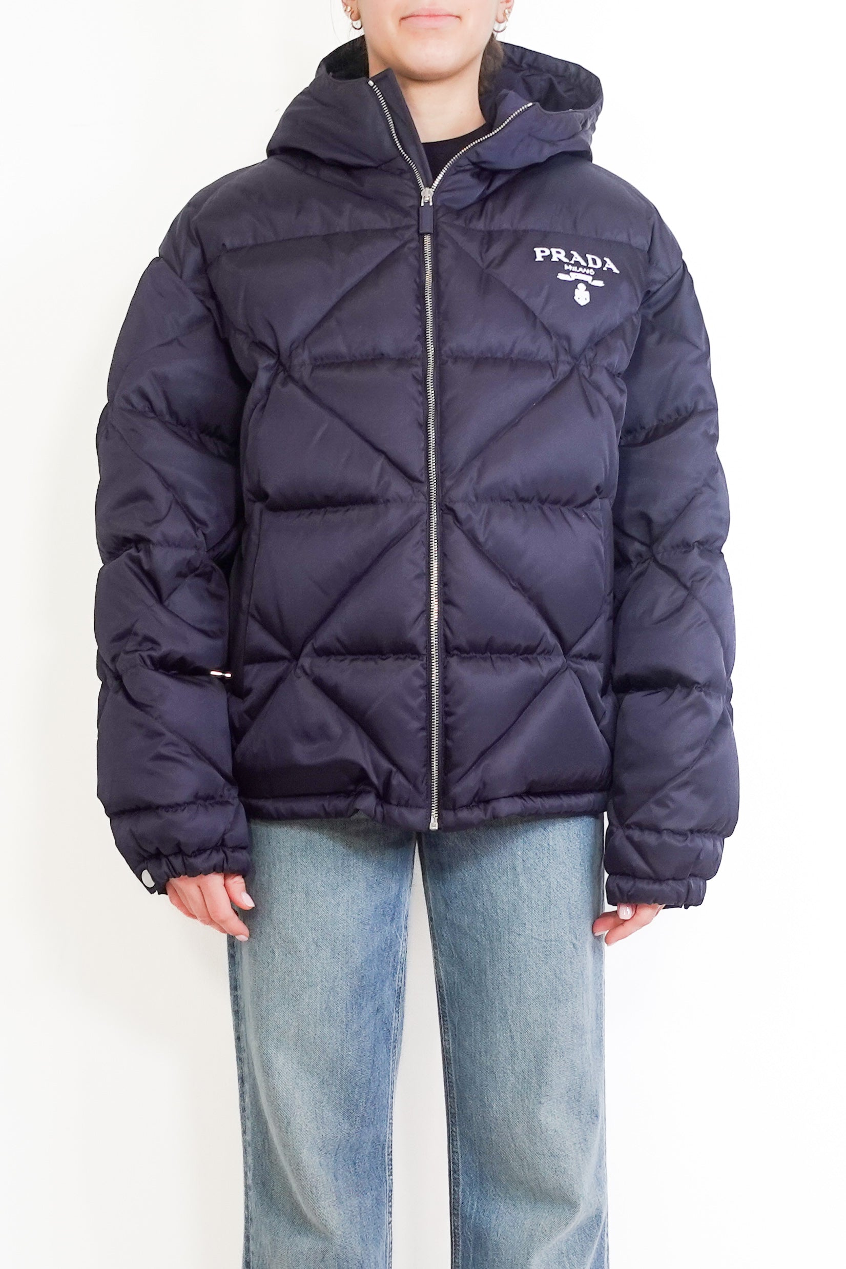 Navy re-nylon parka coat