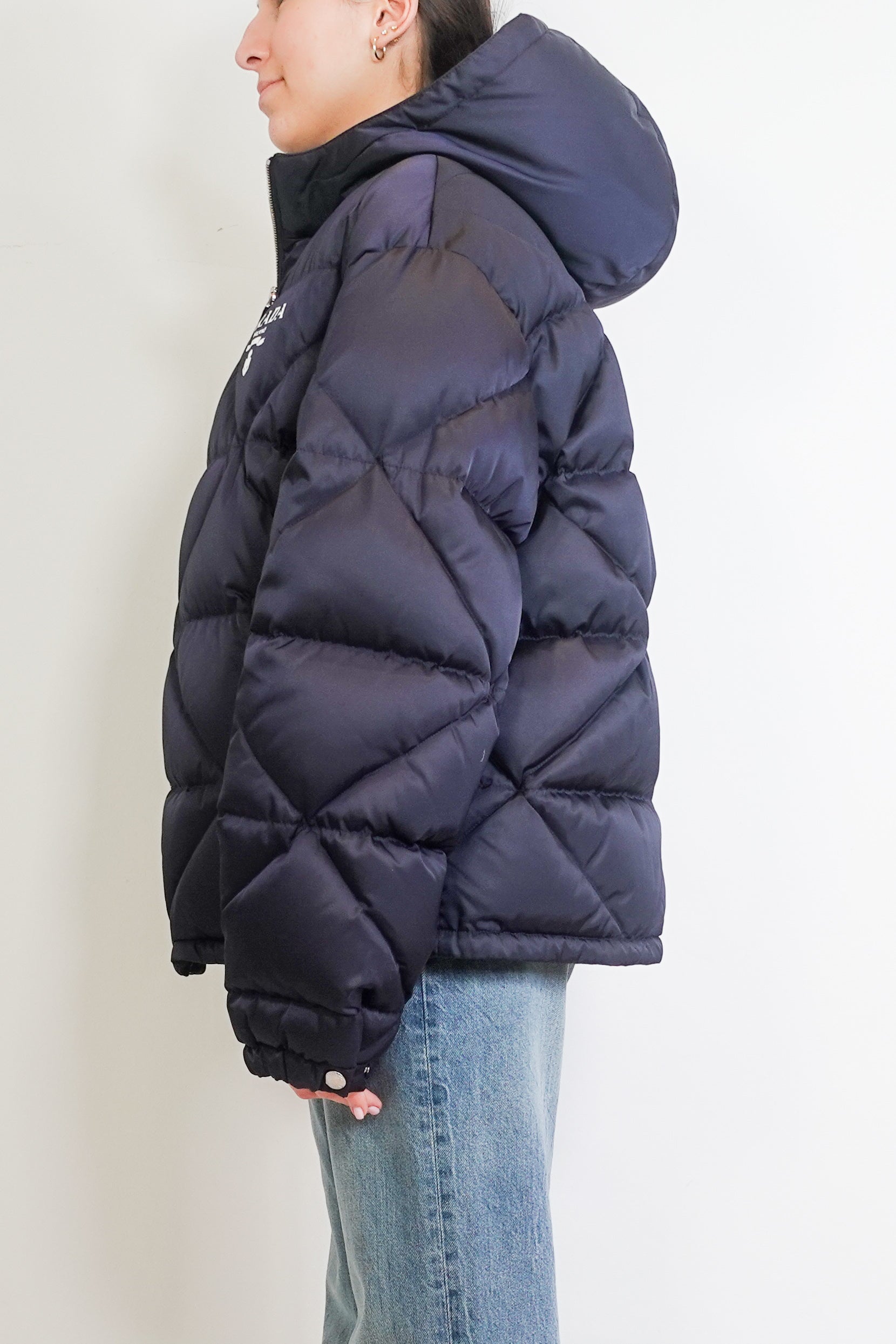 Navy re-nylon parka coat