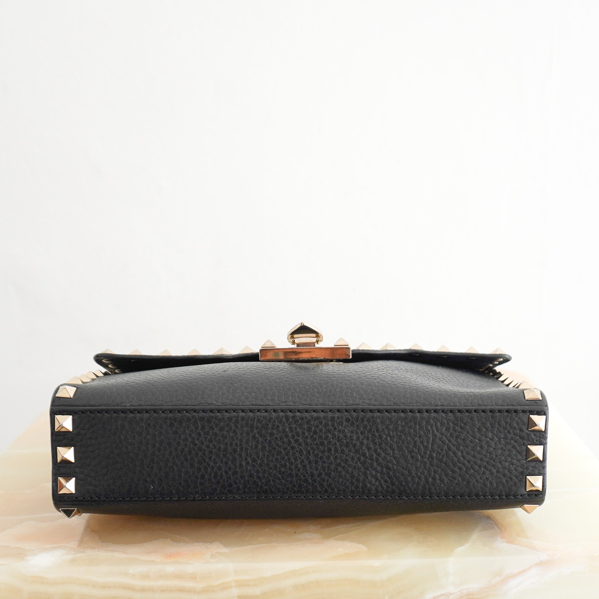 Garavani Rockstud Small Shoulder Bag Grey Grained Calfskin RRP (£1000) | Authentic Preloved - Reloved Again