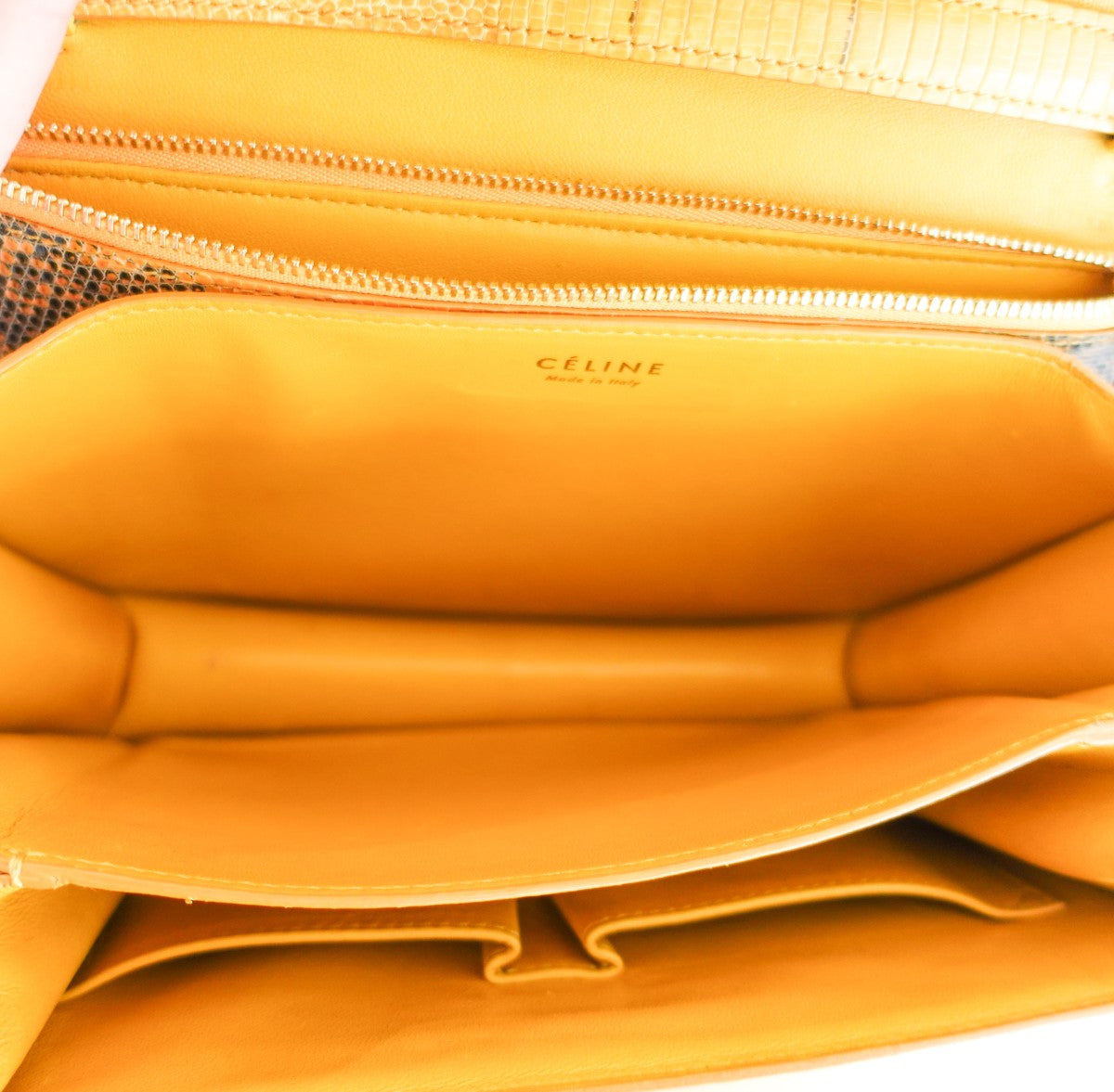 Phoebe Philo yellow lizard medium box bag RRP £5.5k