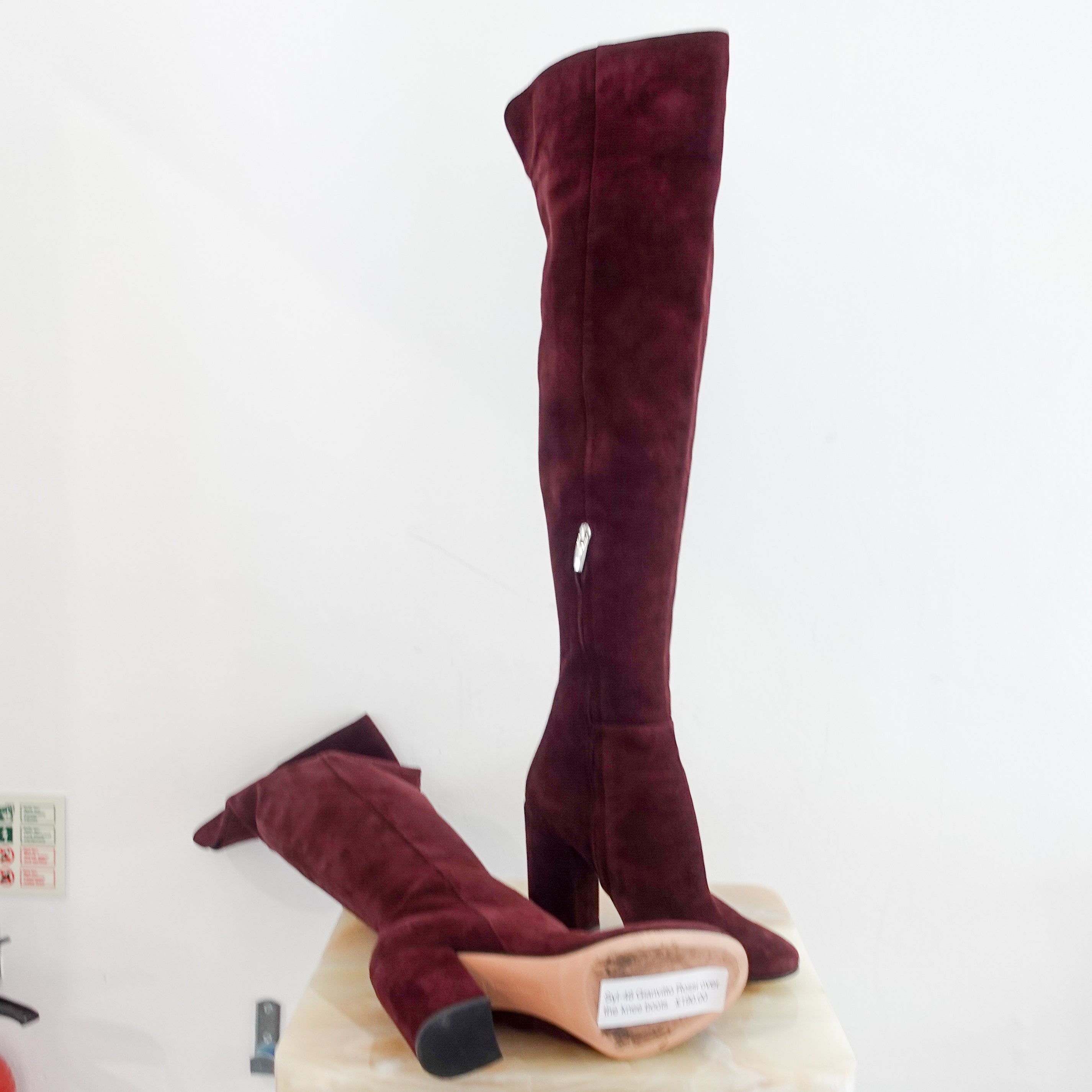 Over the knee burgundy boots RRP £425