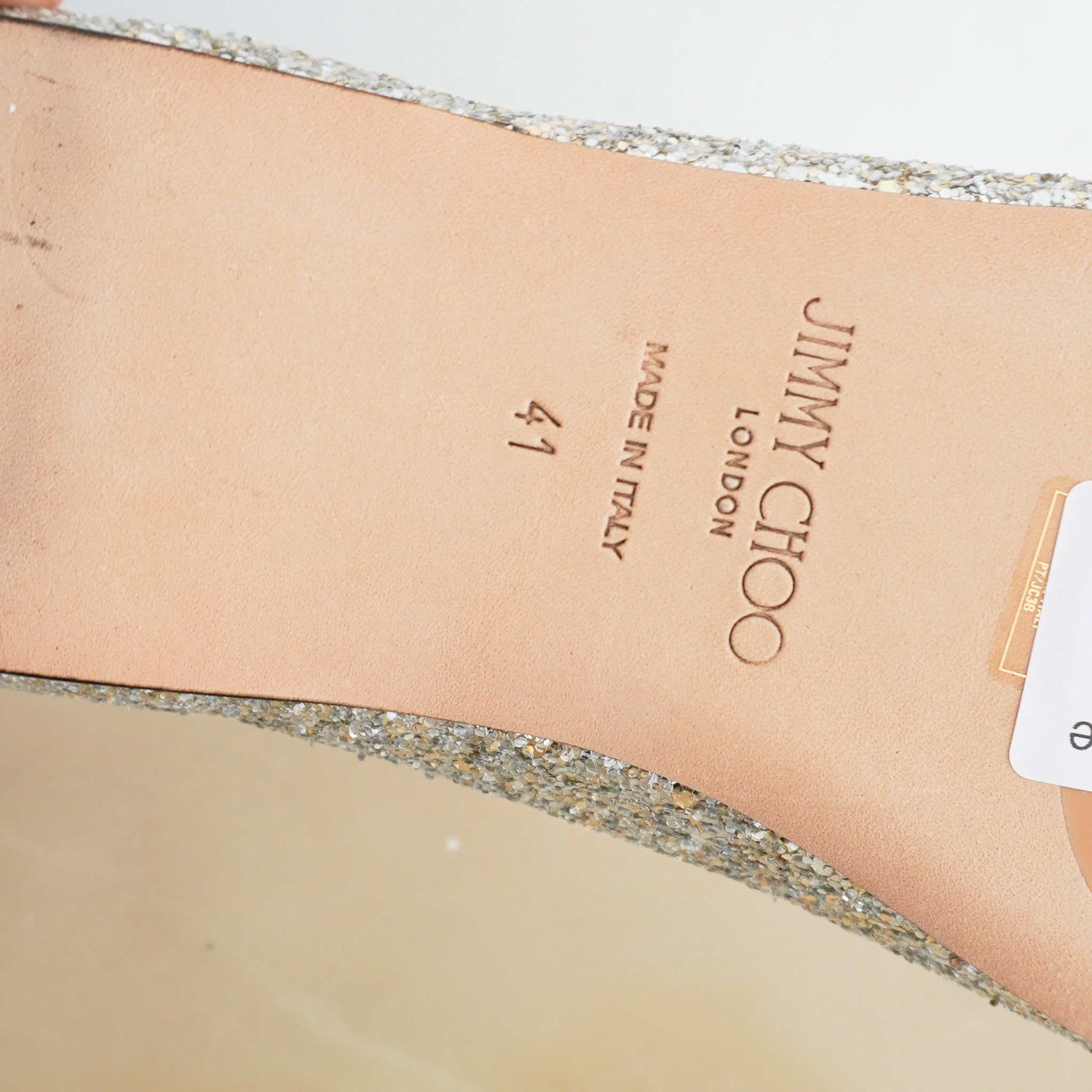 immy Choo Loli Silver Coarse Glitter Ballet Flats RRP £700 | Authentic Preloved - Reloved Again