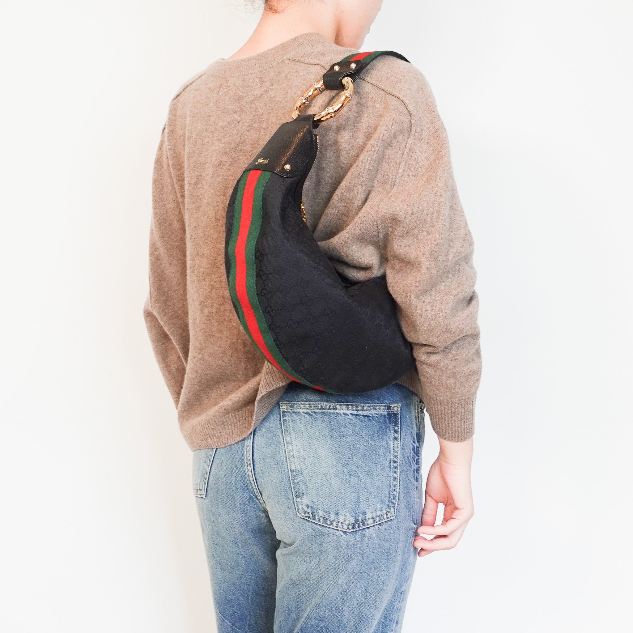 Gucci Canvas Bamboo - like rings Hobo Shoulder Bag RRP £800 | Authentic Preloved - Reloved Again