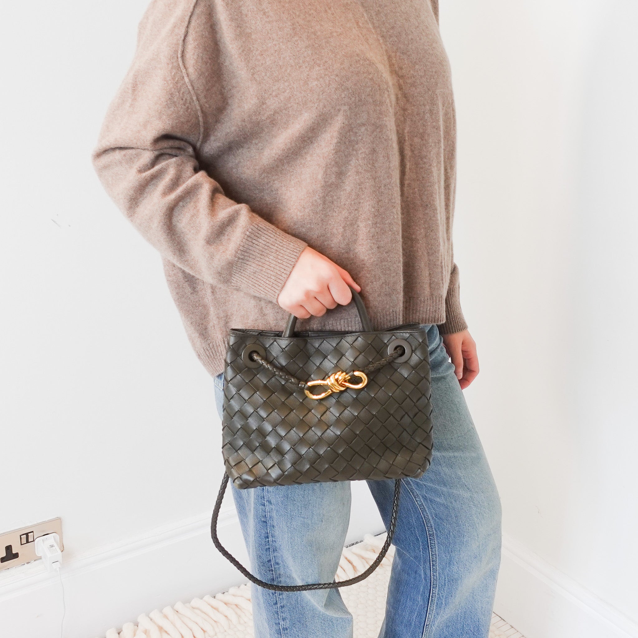 Bottega Venetta Andiamo Small Leather Top - Handle Bag Fondant RRP £3460 | Authentic Preloved - Reloved Again