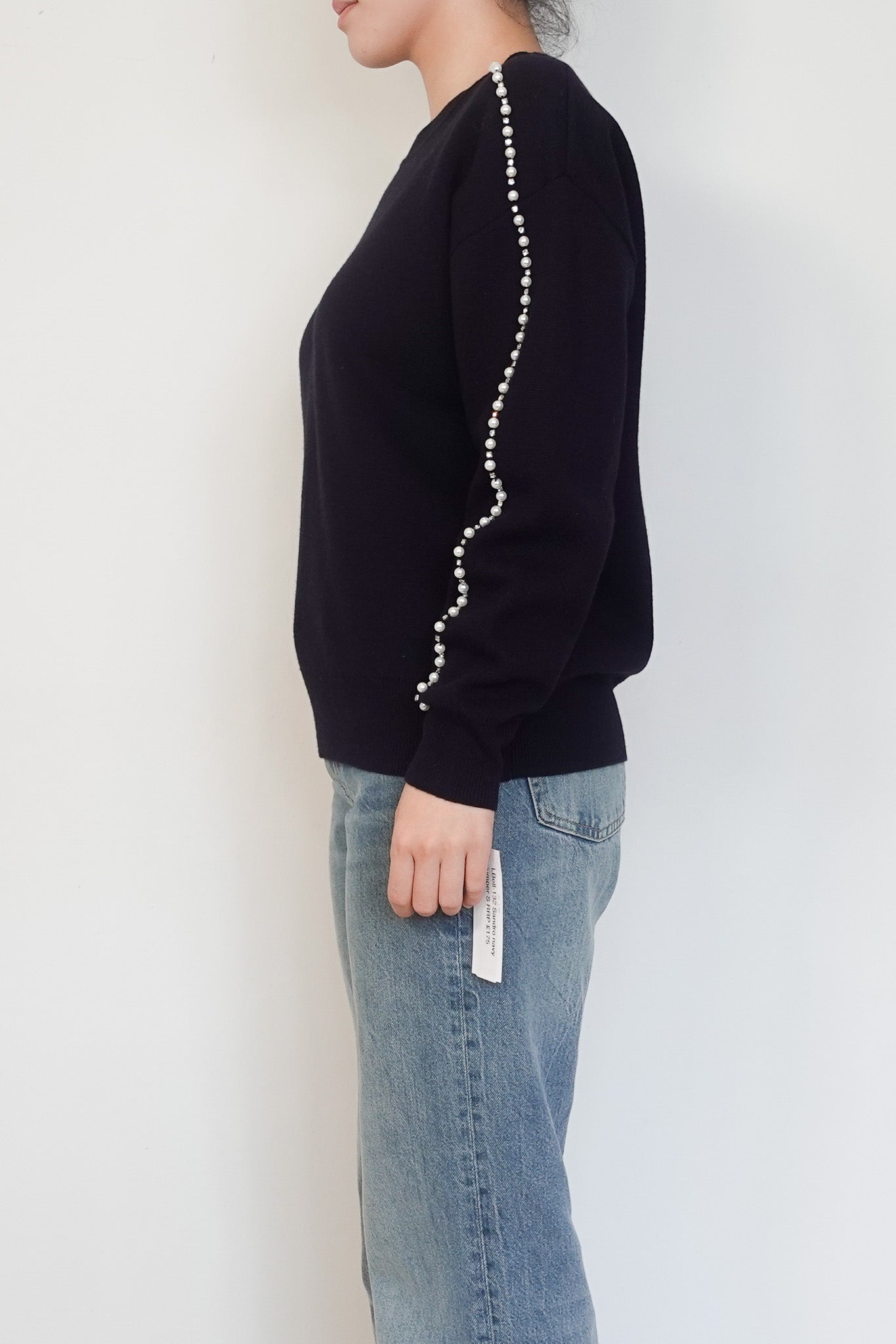 Sandro Navy Pearl Applique Jumper RRP £175 | Authentic Preloved