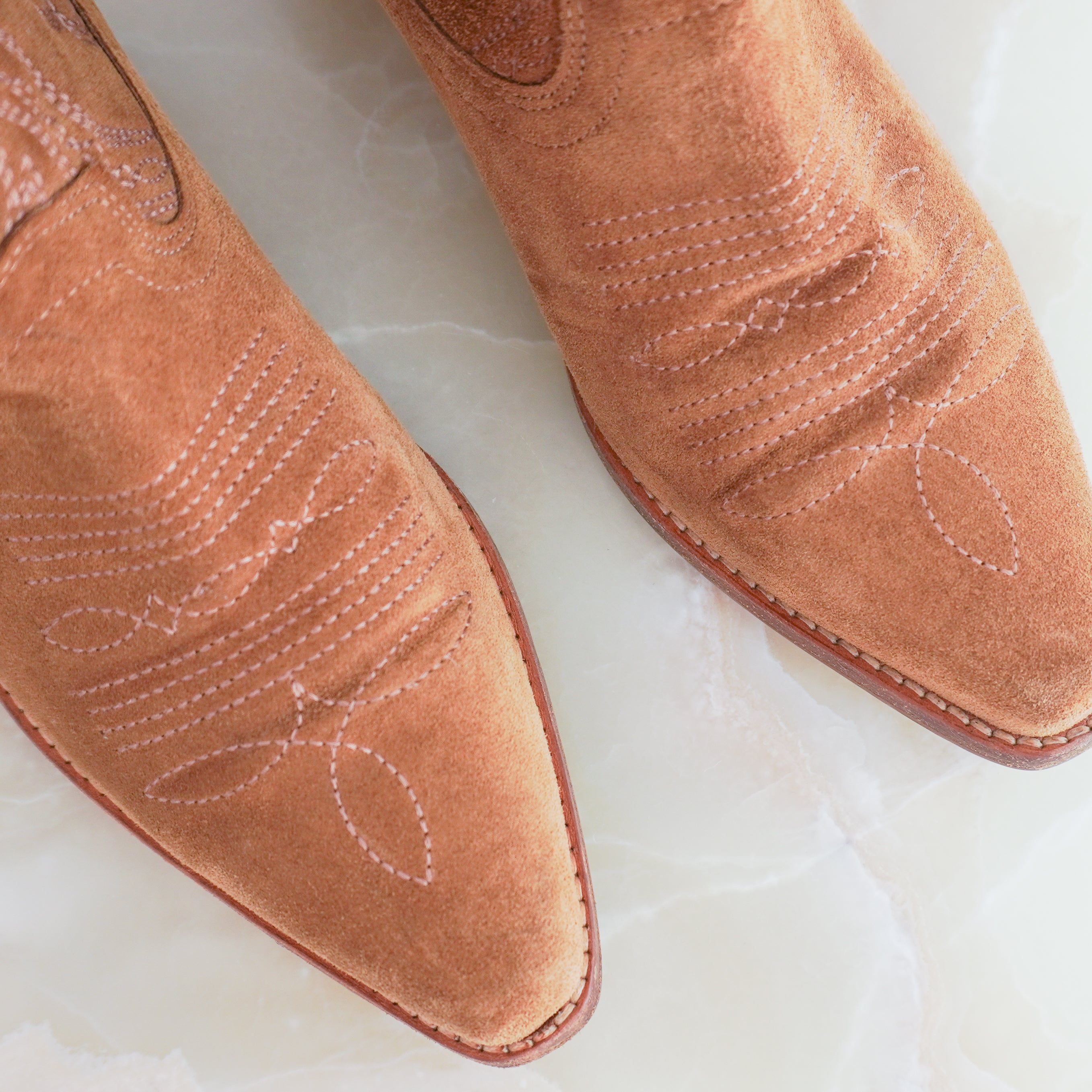 BA&SH Colt Suede Cowboy Ankle Boots in Camel (RRP £375) | Authentic Preloved