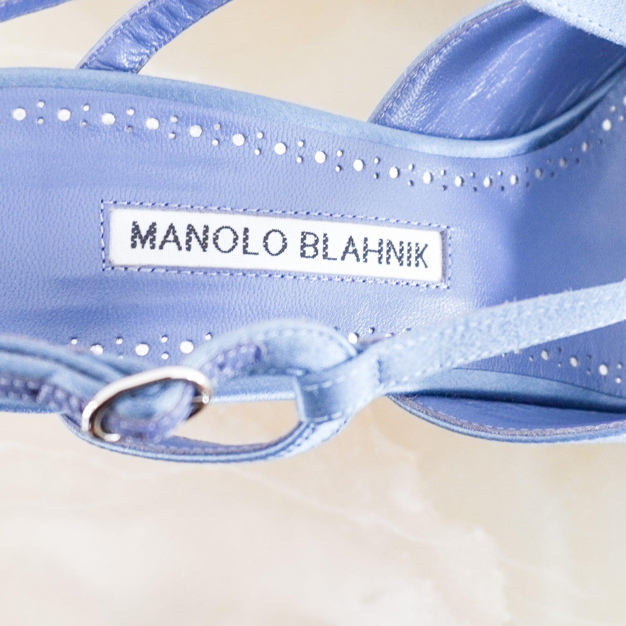 Manolo Blahnik Ramiz Slingback in Blue RRP £700 | Authentic Preloved - Reloved Again