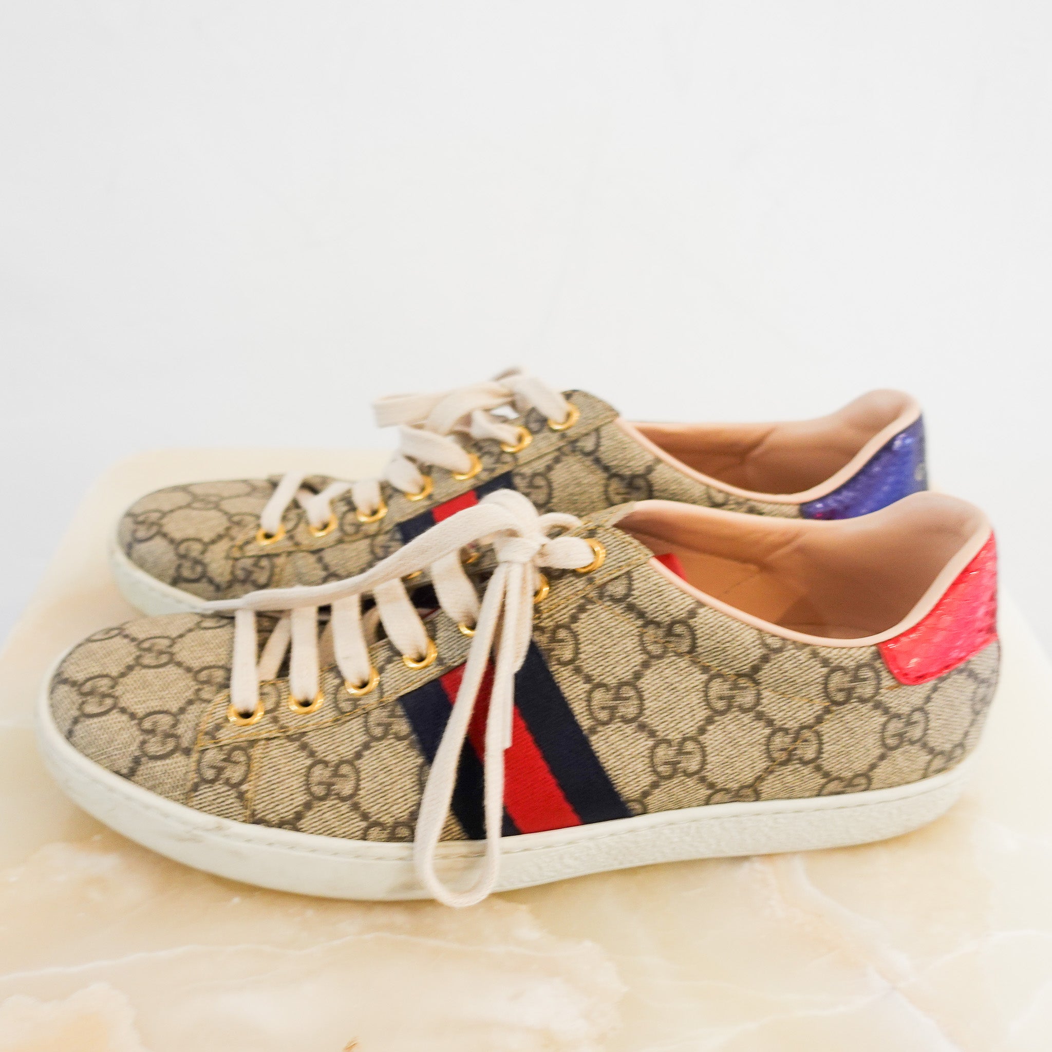 Gucci Ace Beige Sneakers RRP £700 | Authentic Preloved - Reloved Again