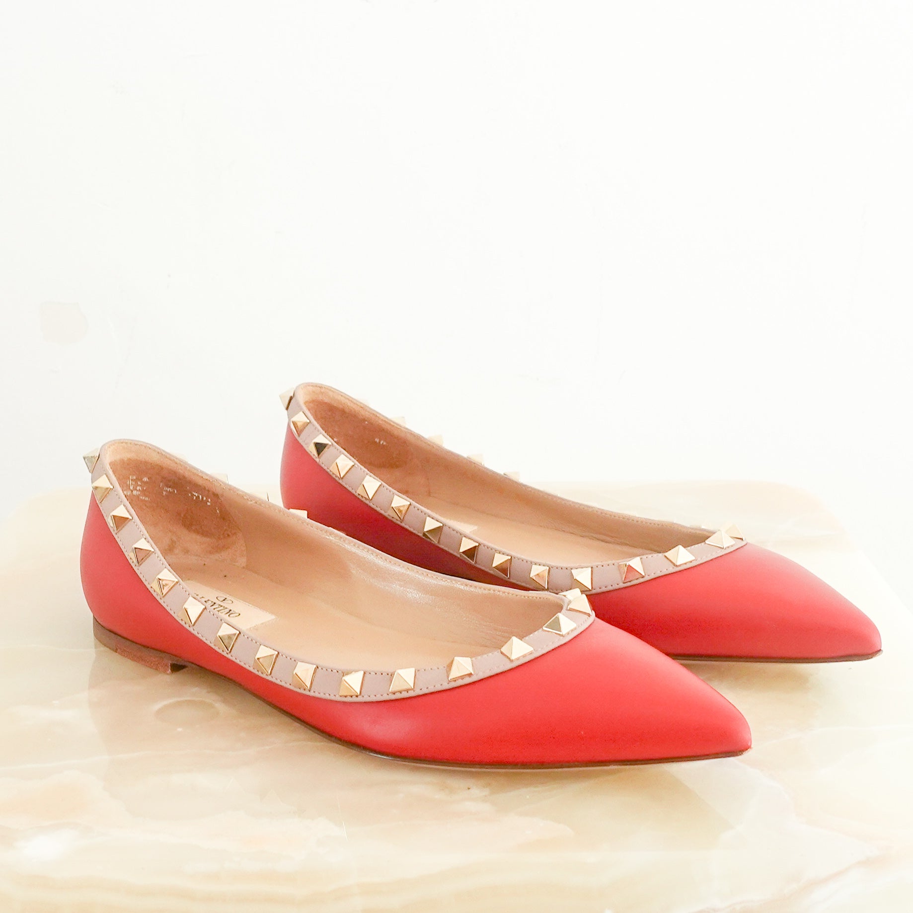 Rockstud red flats RRP £680