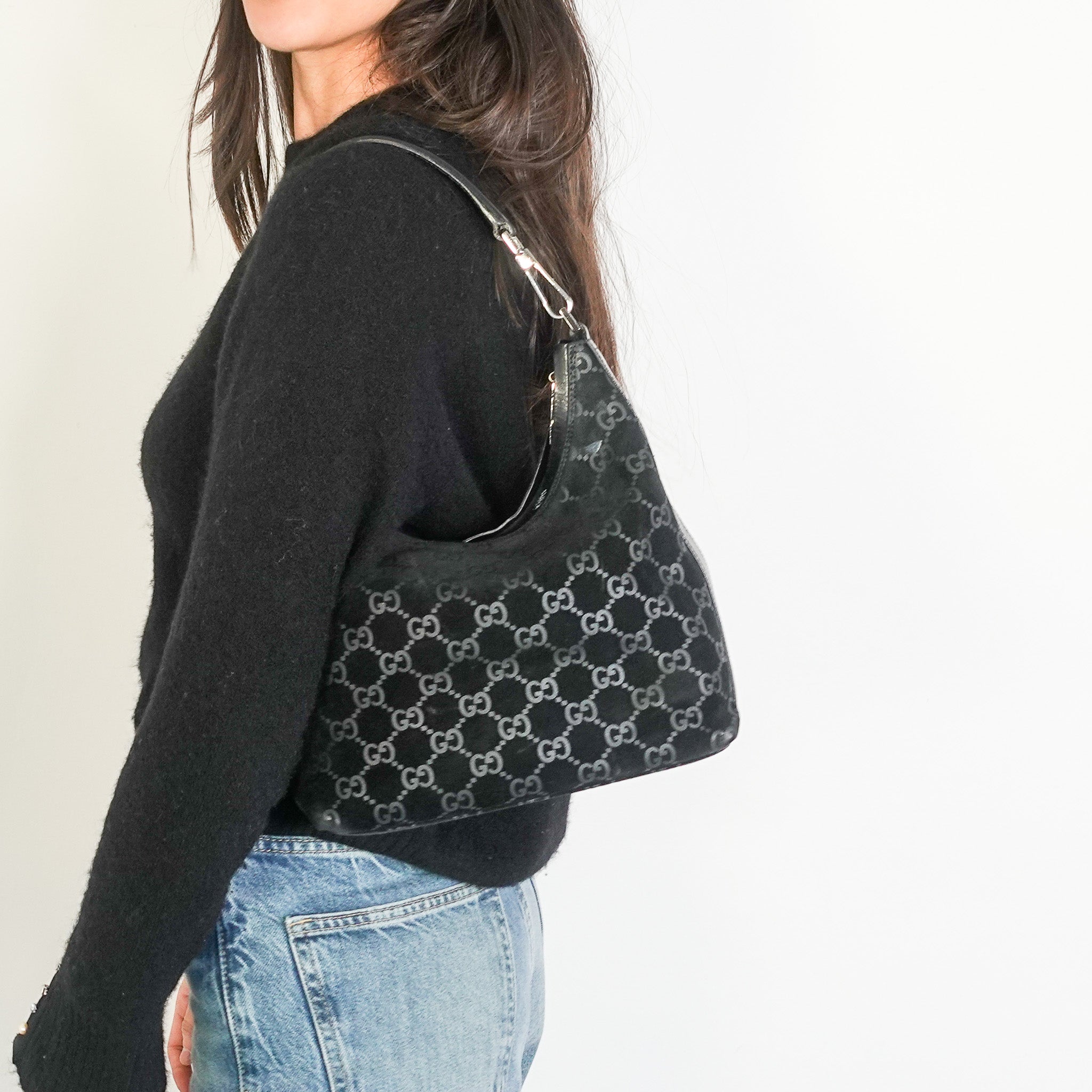 Vintage black monogram shoulder bag