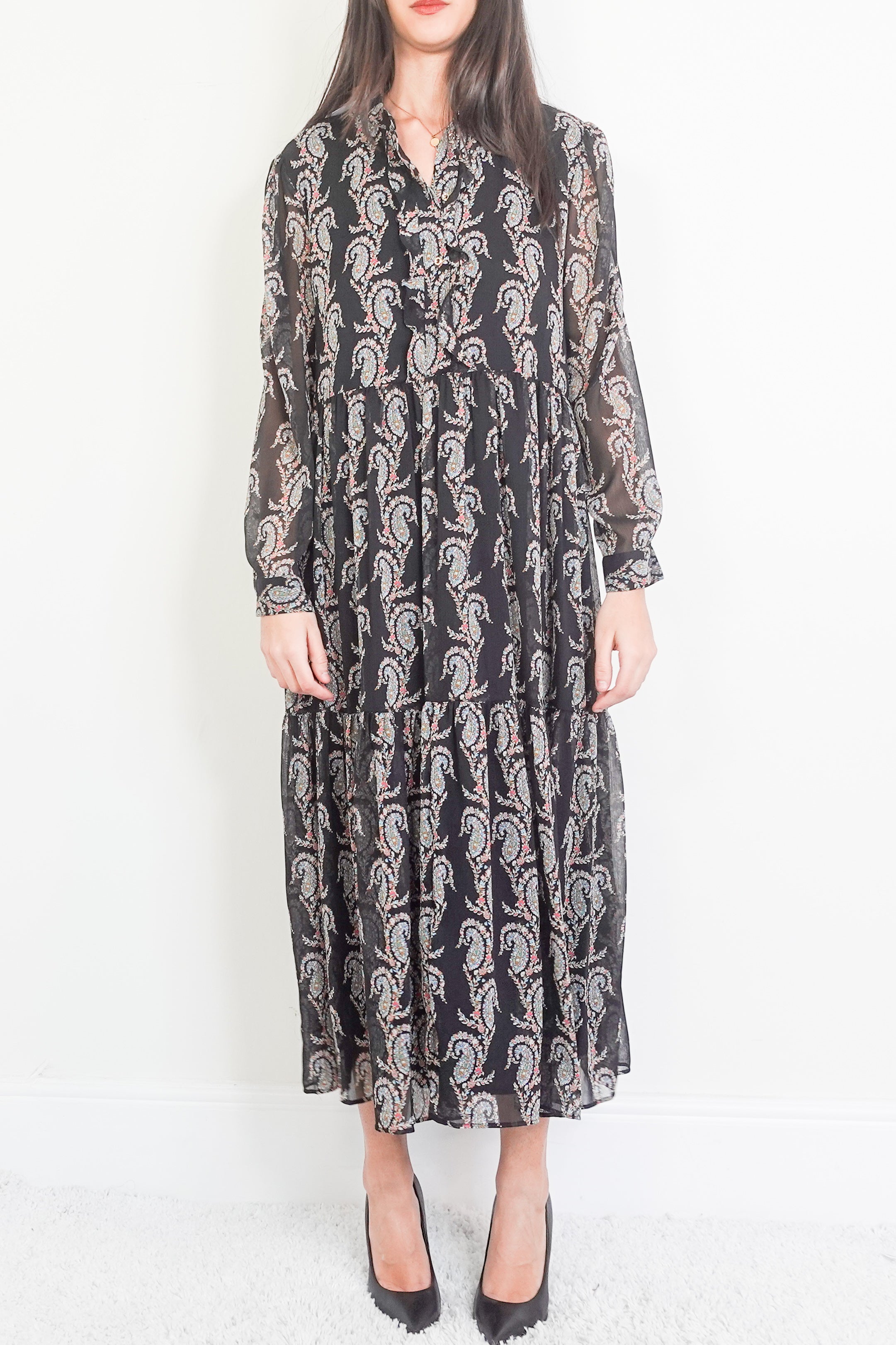 Black printed midi dress RRP £200