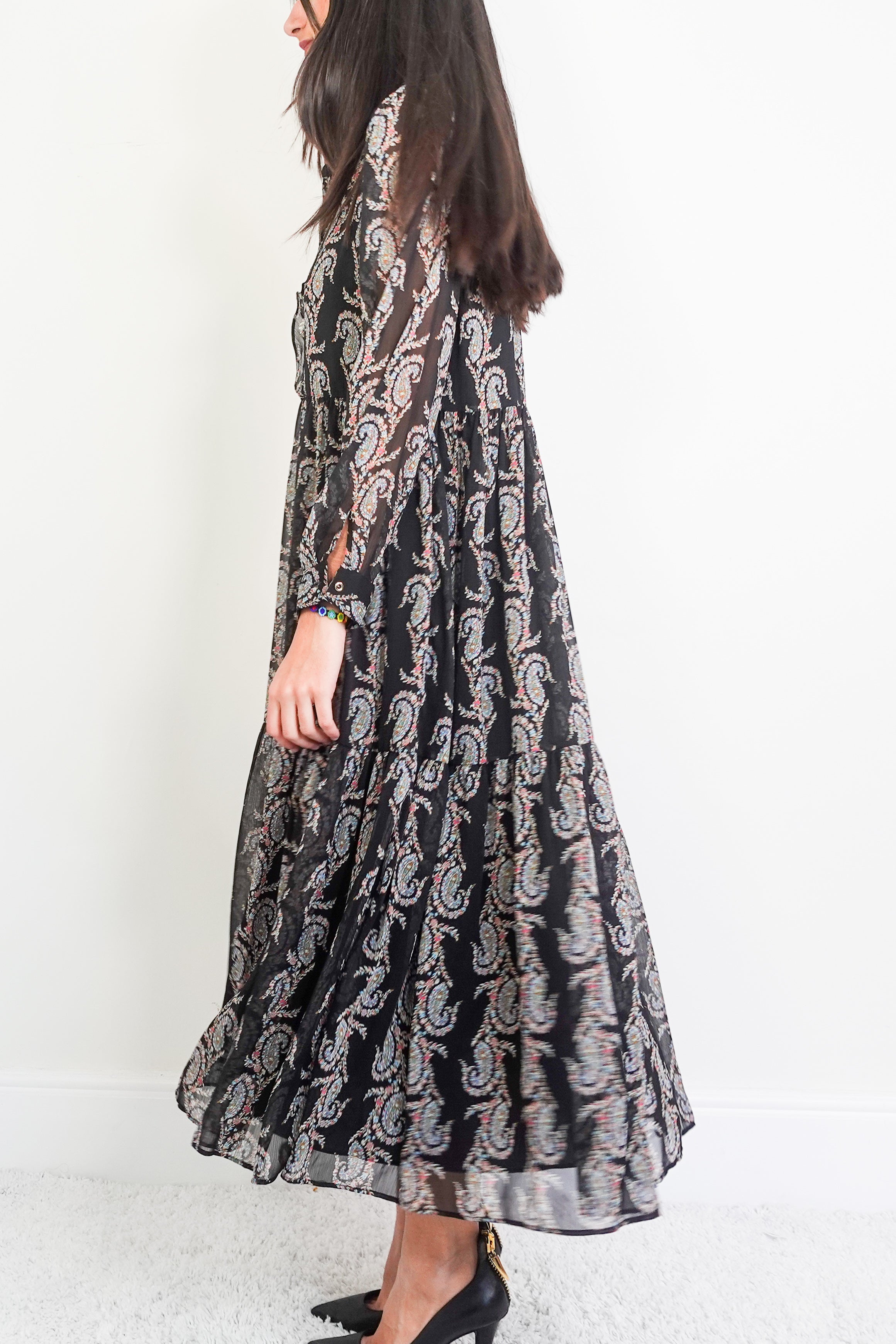 Black printed midi dress RRP £200