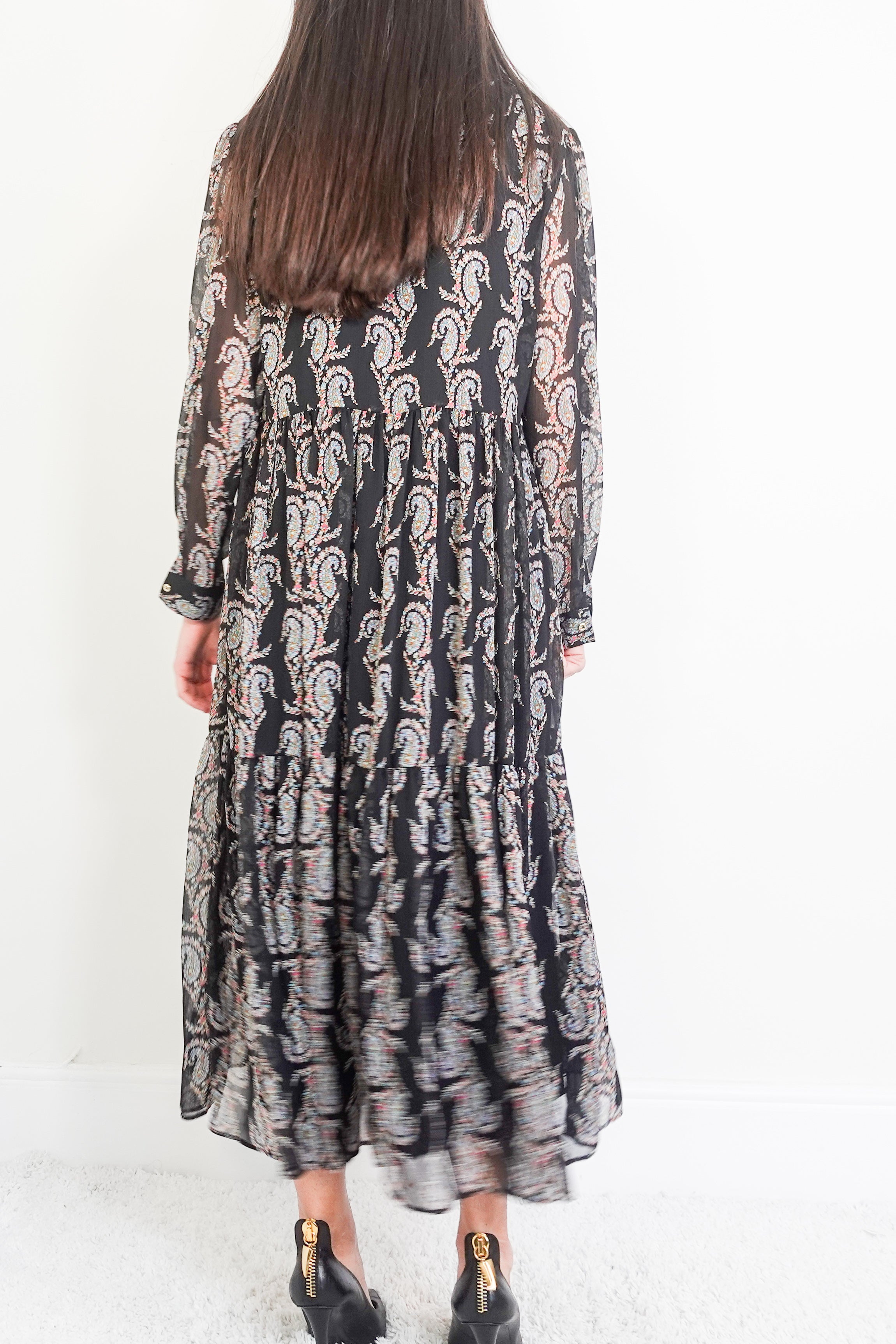 Black printed midi dress RRP £200