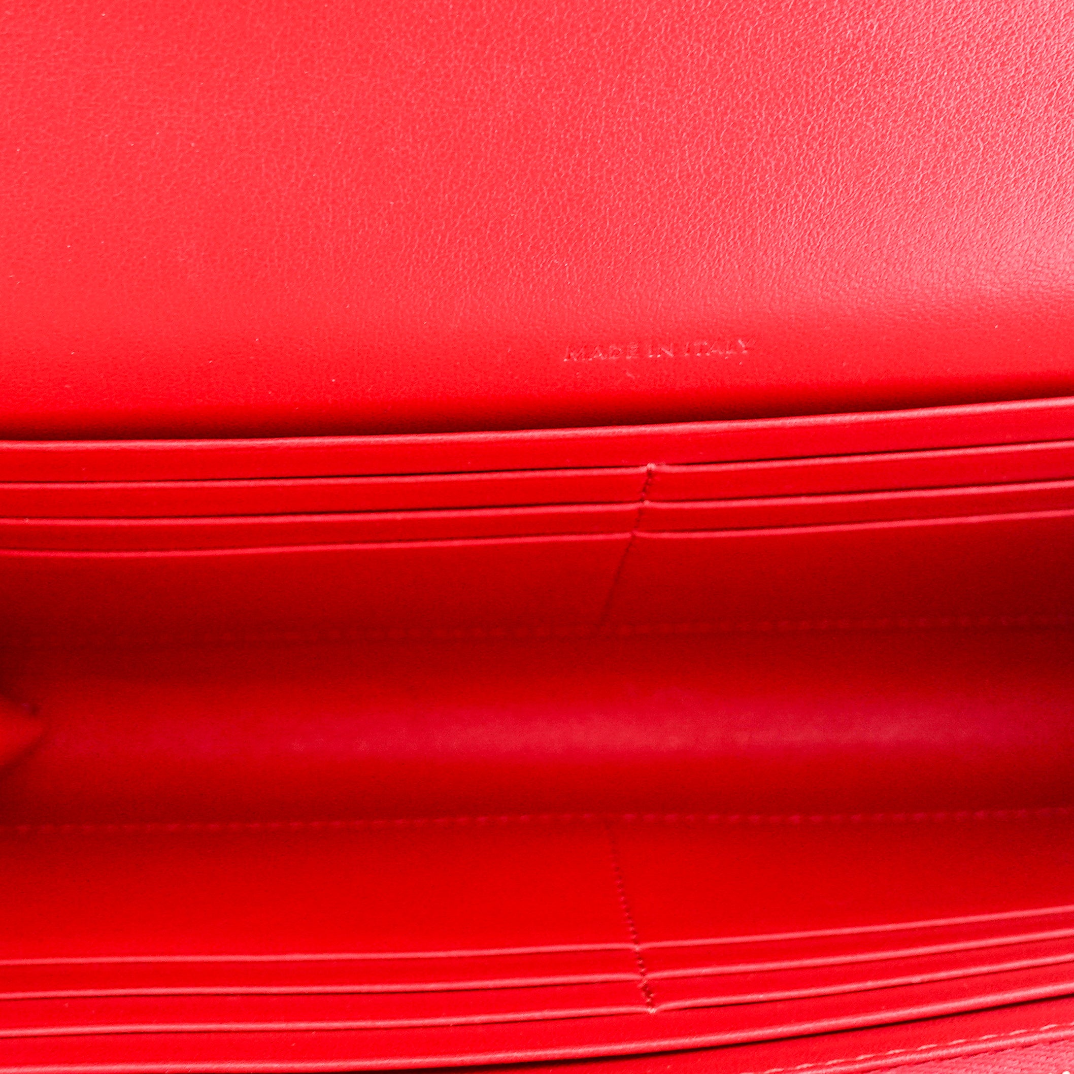 Red leather clutch RRP £620