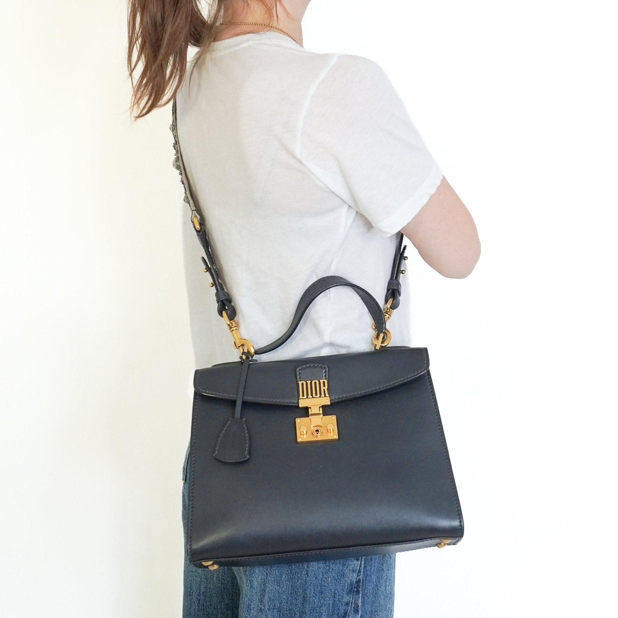 Christian Dior Dioraddict Medium Top Handle Bag in Black Calfskin (RRP £2400) | Authentic Preloved - Reloved Again