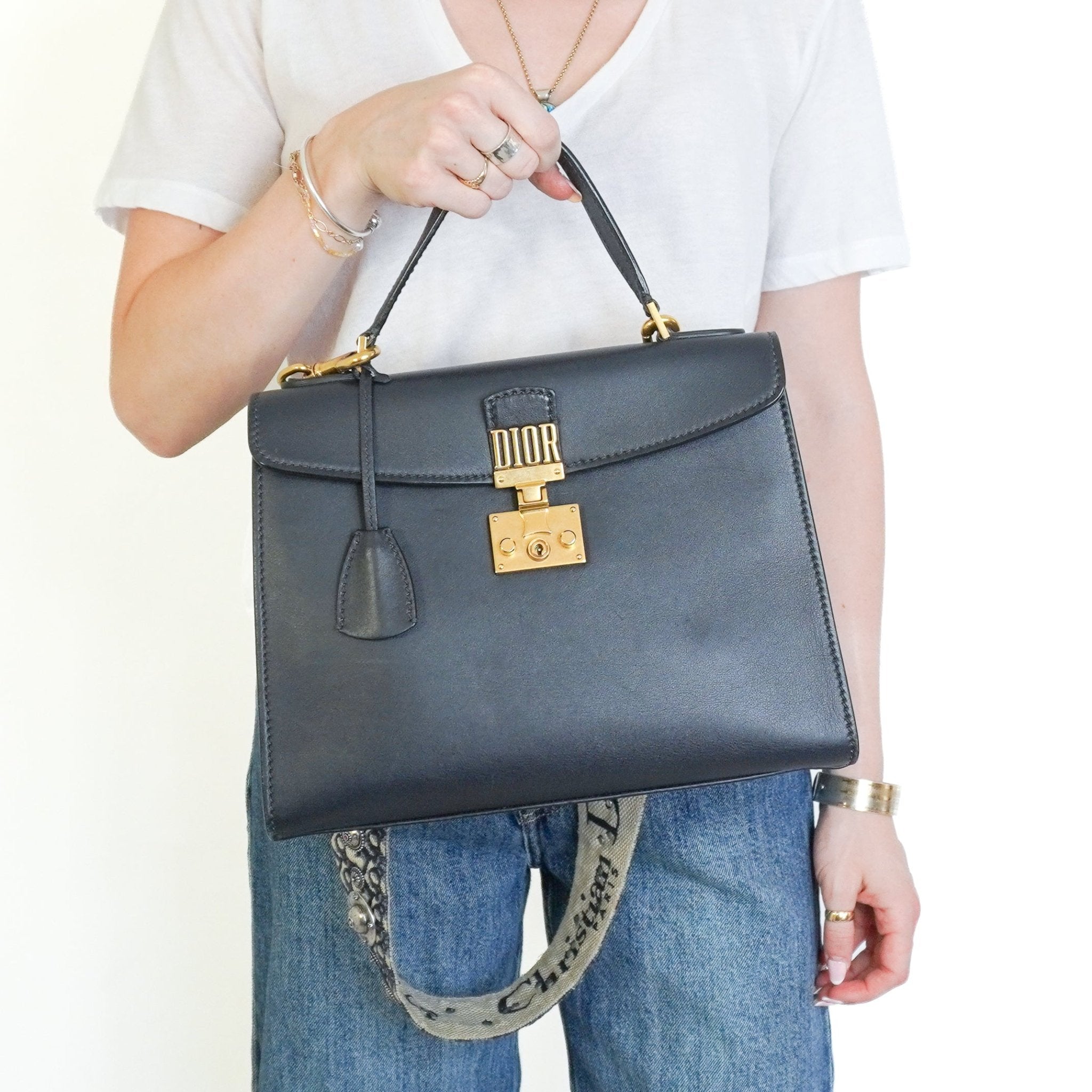 Christian Dior Dioraddict Medium Top Handle Bag in Black Calfskin (RRP £2400) | Authentic Preloved - Reloved Again