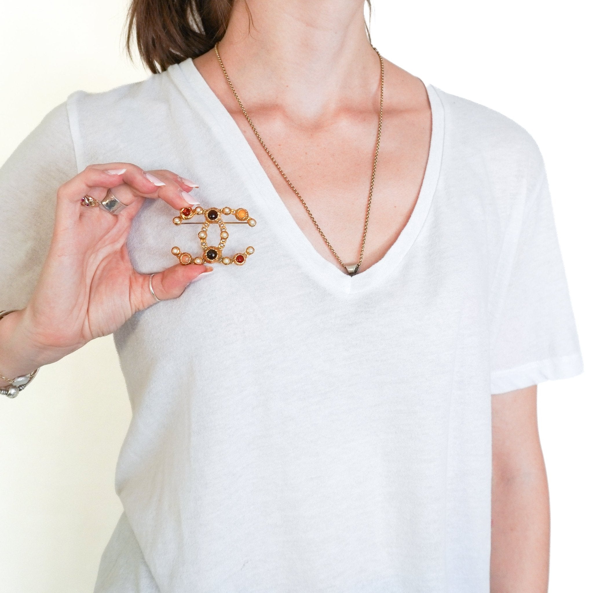 Chanel CC Gripoix Brooch in Gold-Tone Metal | Authentic Preloved FINAL SALE - Reloved Again