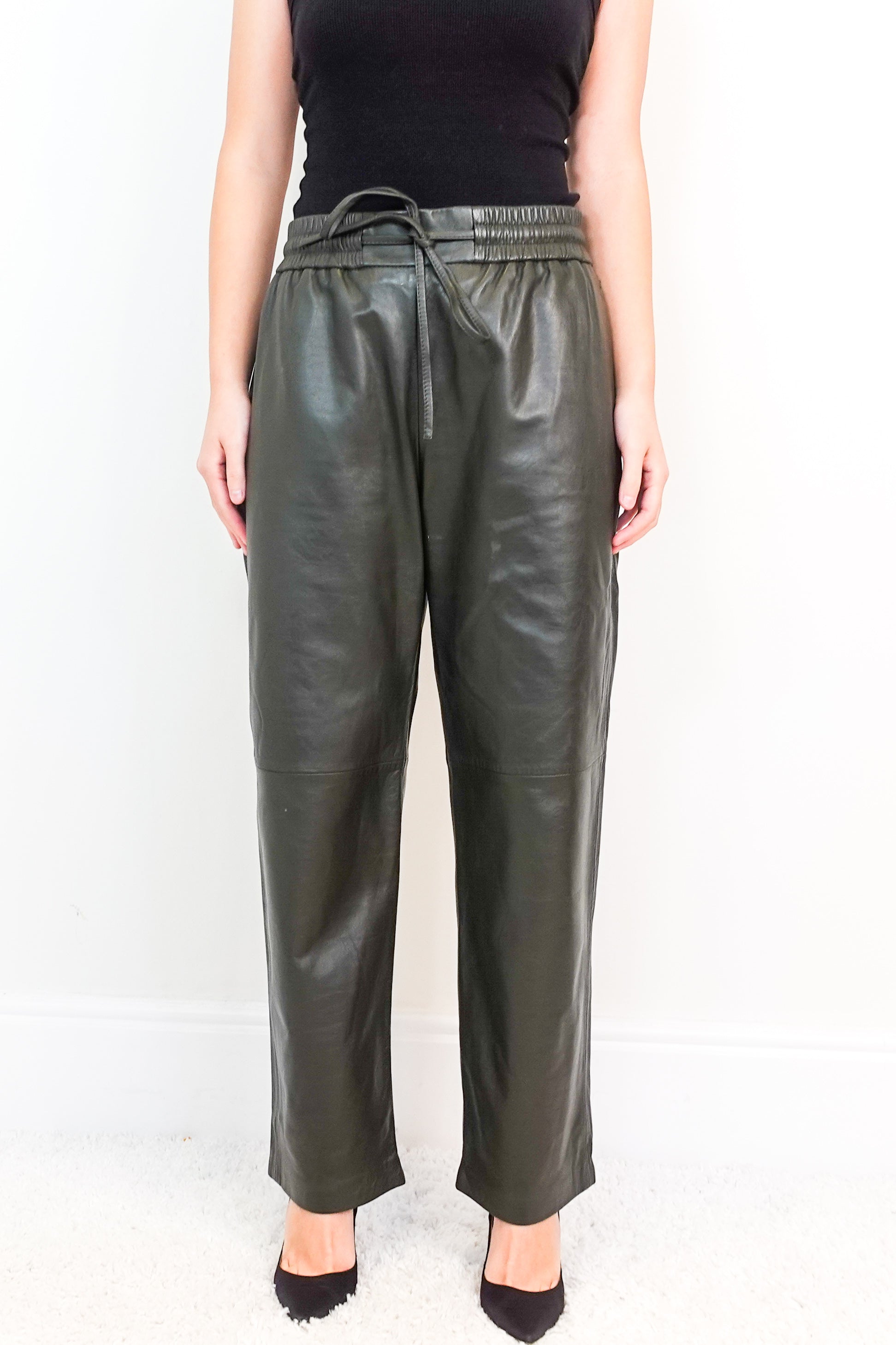 NEW Forest Green Faux Leather Trousers RRP £200