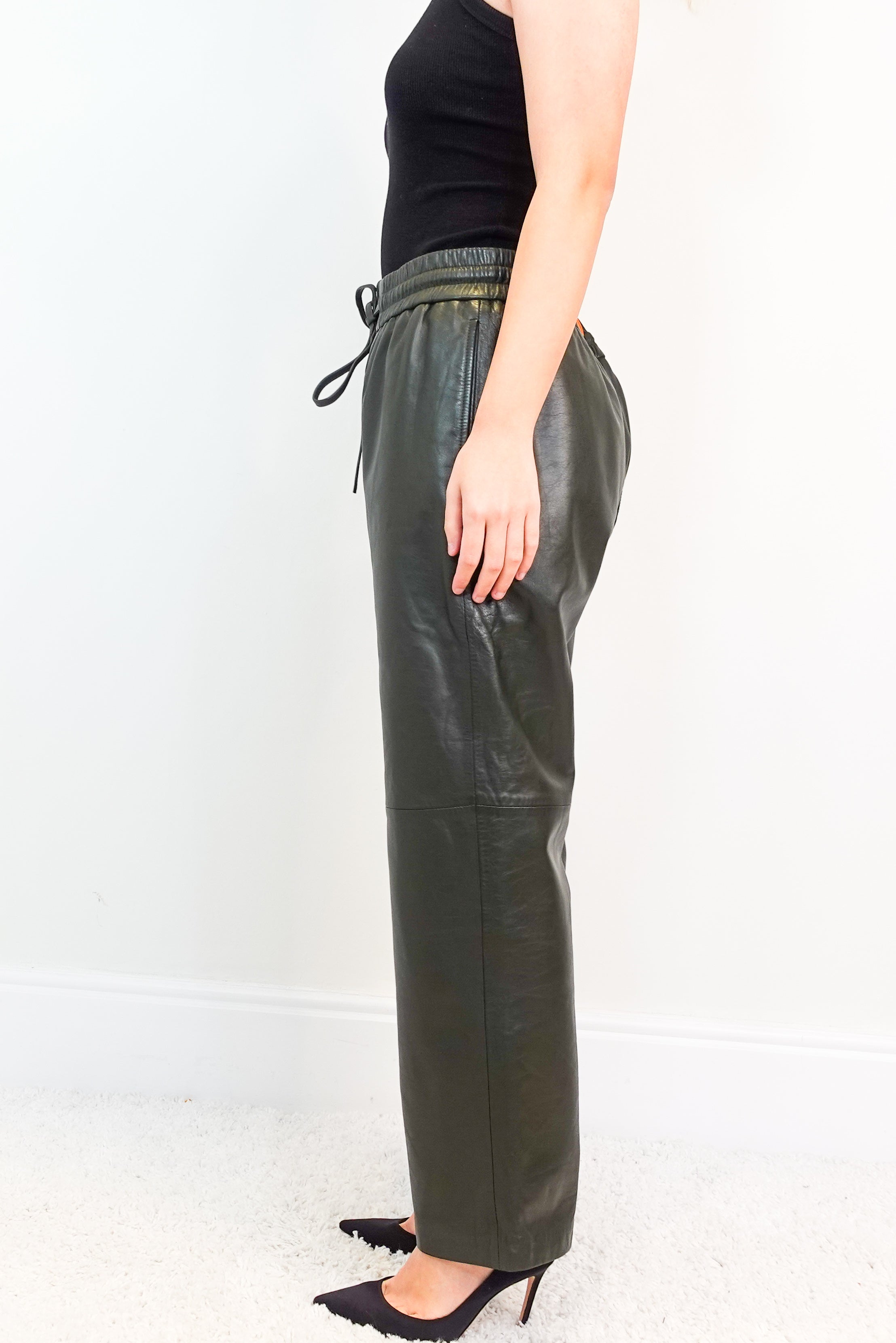 NEW Forest Green Faux Leather Trousers RRP £200