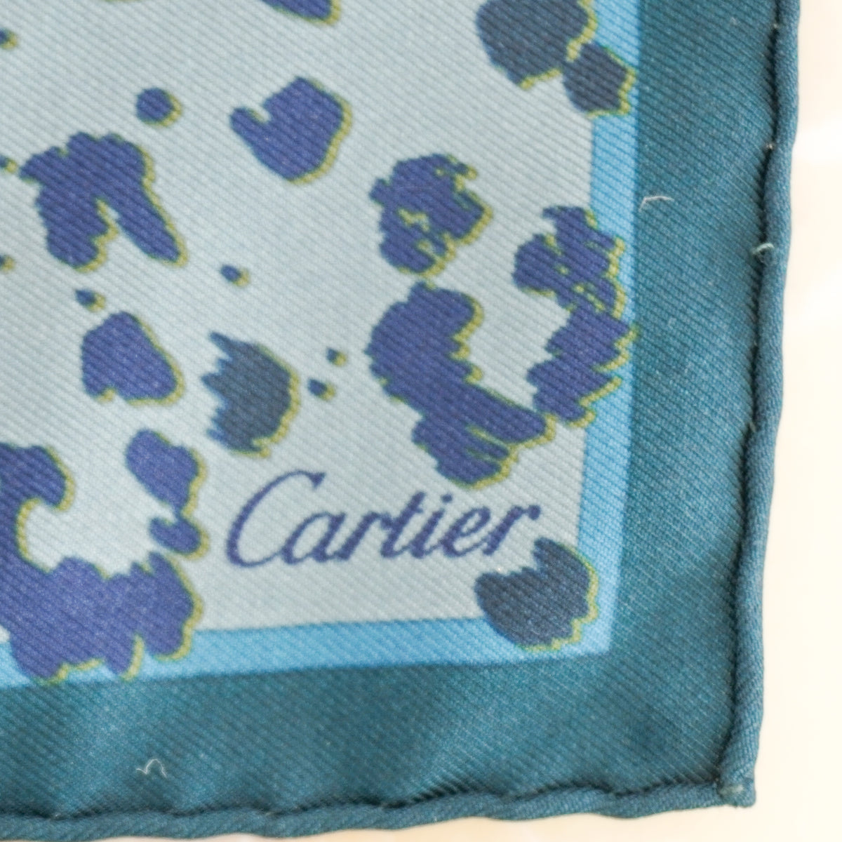 Cartier Blue Leopard Print Silk Square Scarf | FINAL SALE Authentic Preloved