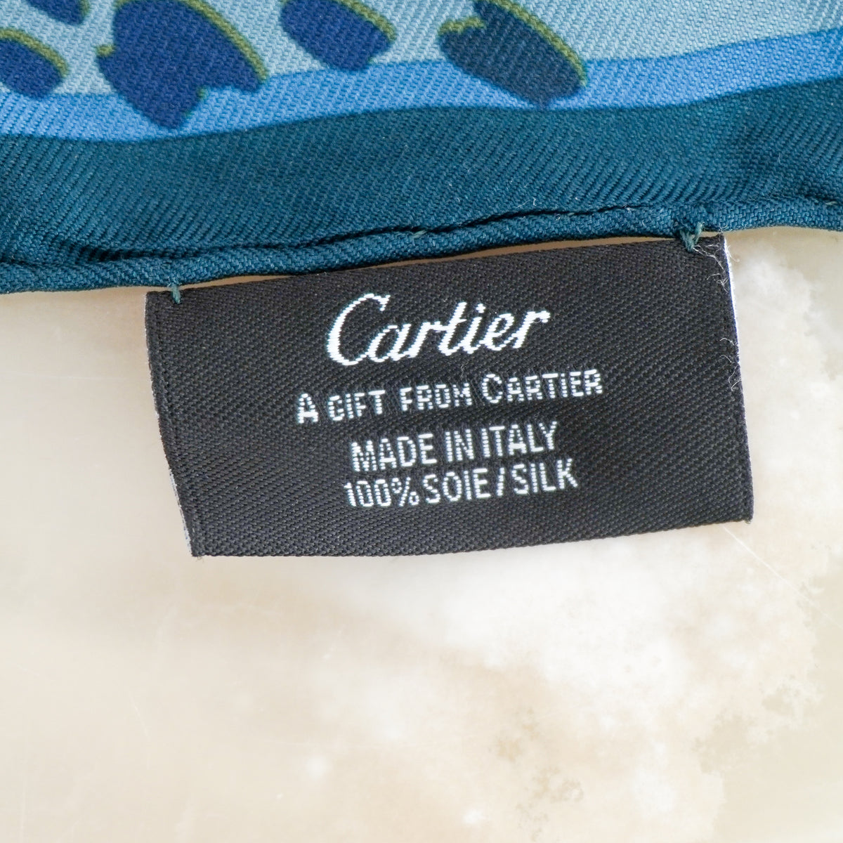 Cartier Blue Leopard Print Silk Square Scarf | FINAL SALE Authentic Preloved