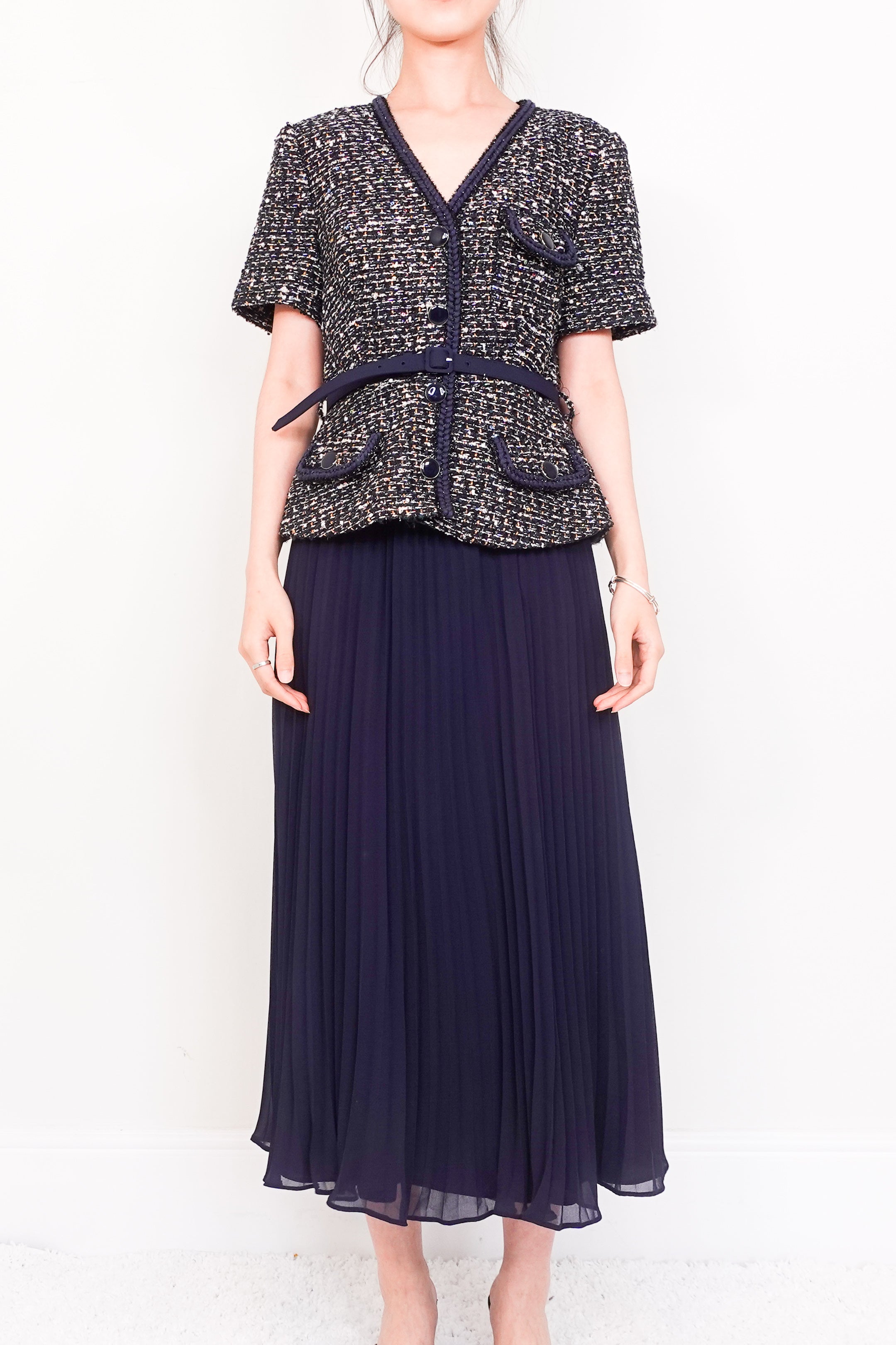 Bouclé Pleated Midi Dress RRP £350