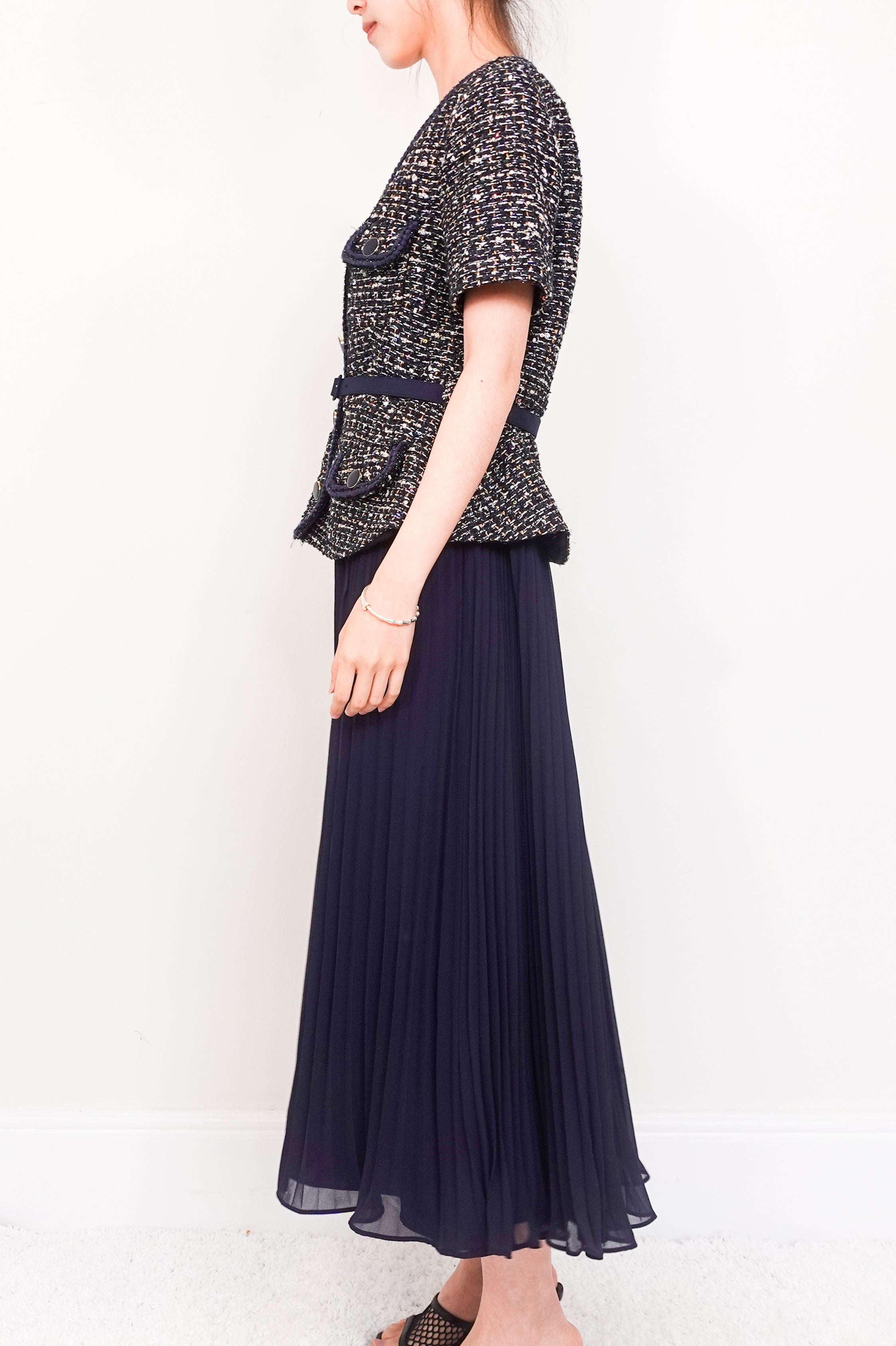 Bouclé Pleated Midi Dress RRP £350