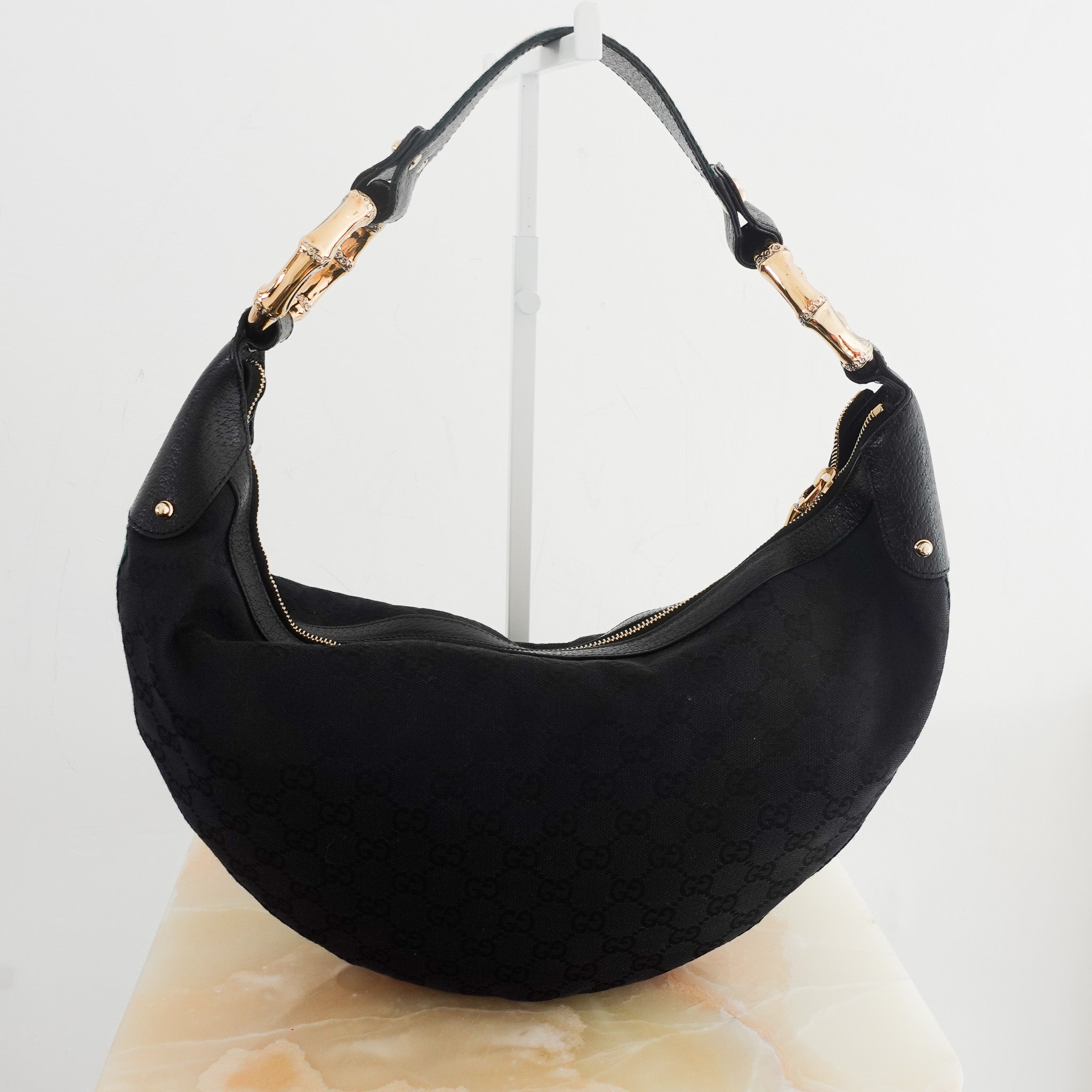 Gucci Canvas Bamboo - like rings Hobo Shoulder Bag RRP £800 | Authentic Preloved - Reloved Again