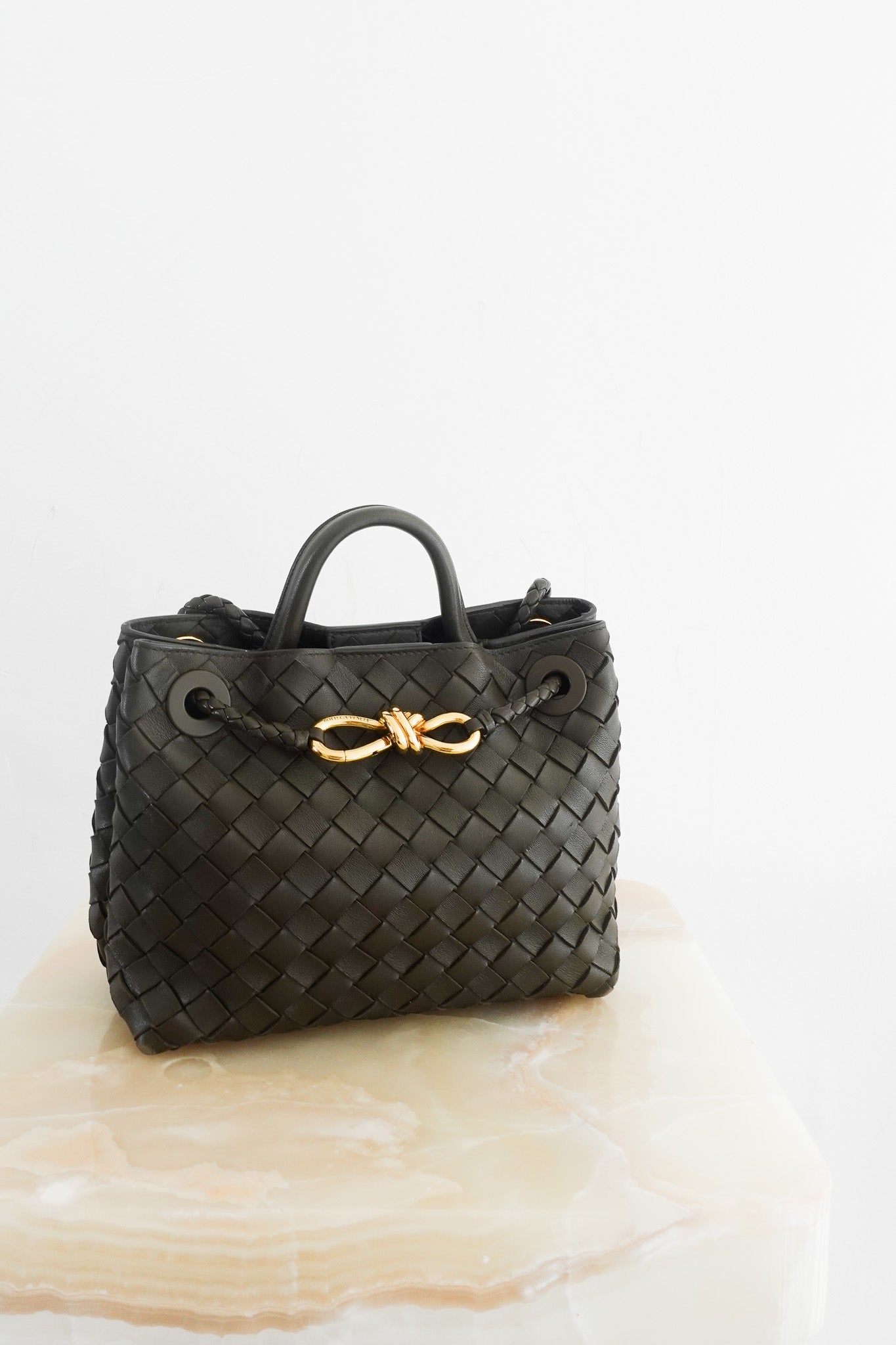 Bottega Venetta Andiamo Small Leather Top - Handle Bag Fondant RRP £3460 | Authentic Preloved - Reloved Again