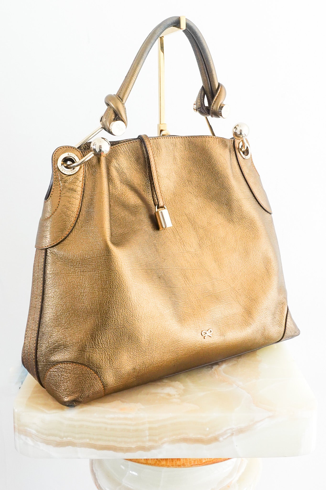 Zip gold satchel tote RRP £600