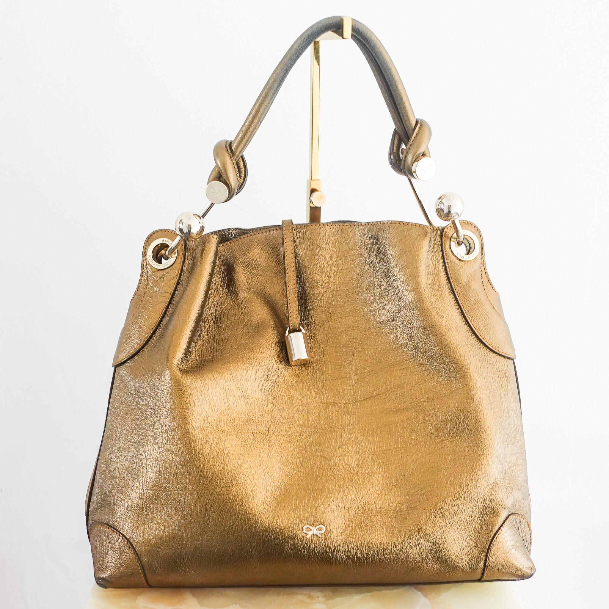 Zip gold satchel tote RRP £600