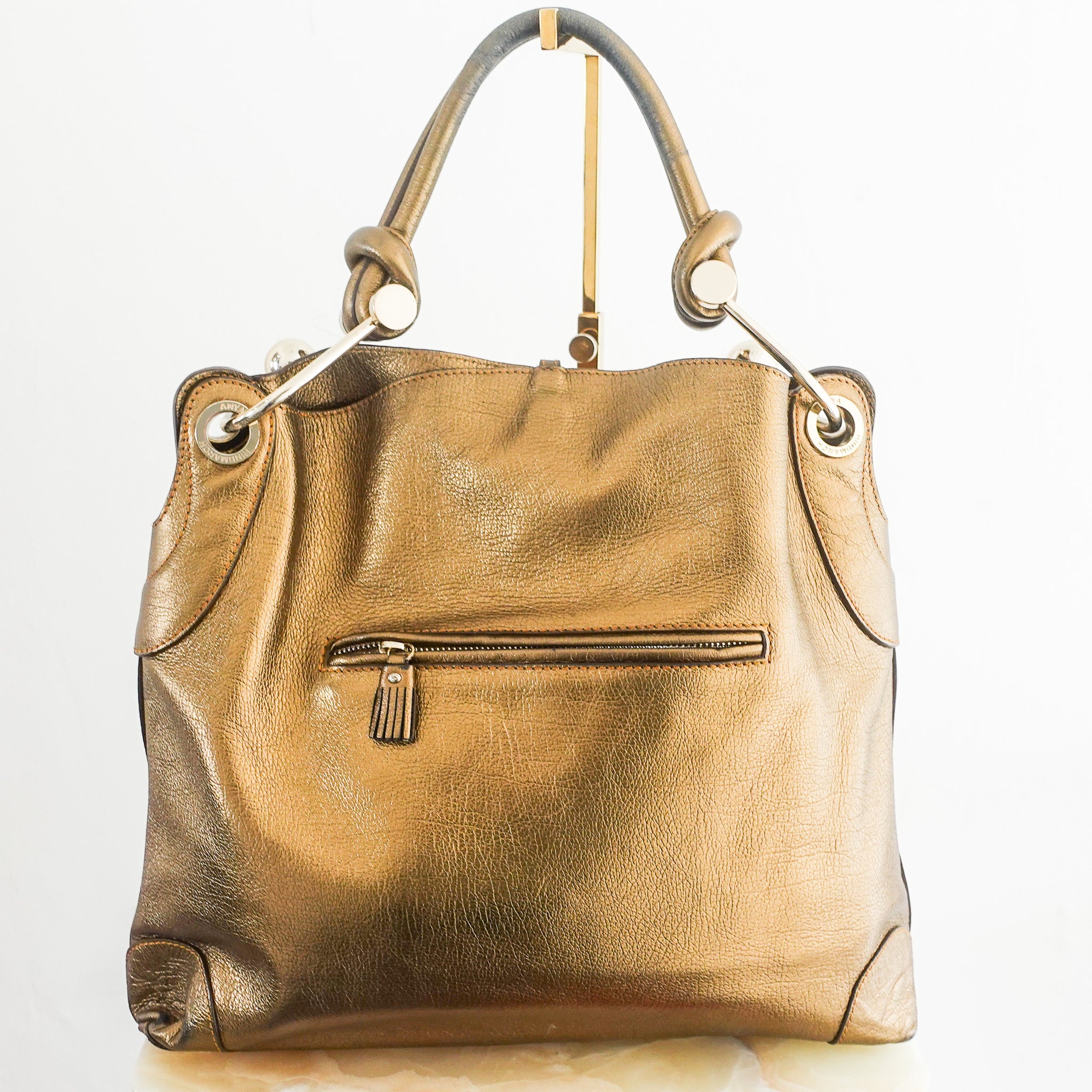 Zip gold satchel tote RRP £600