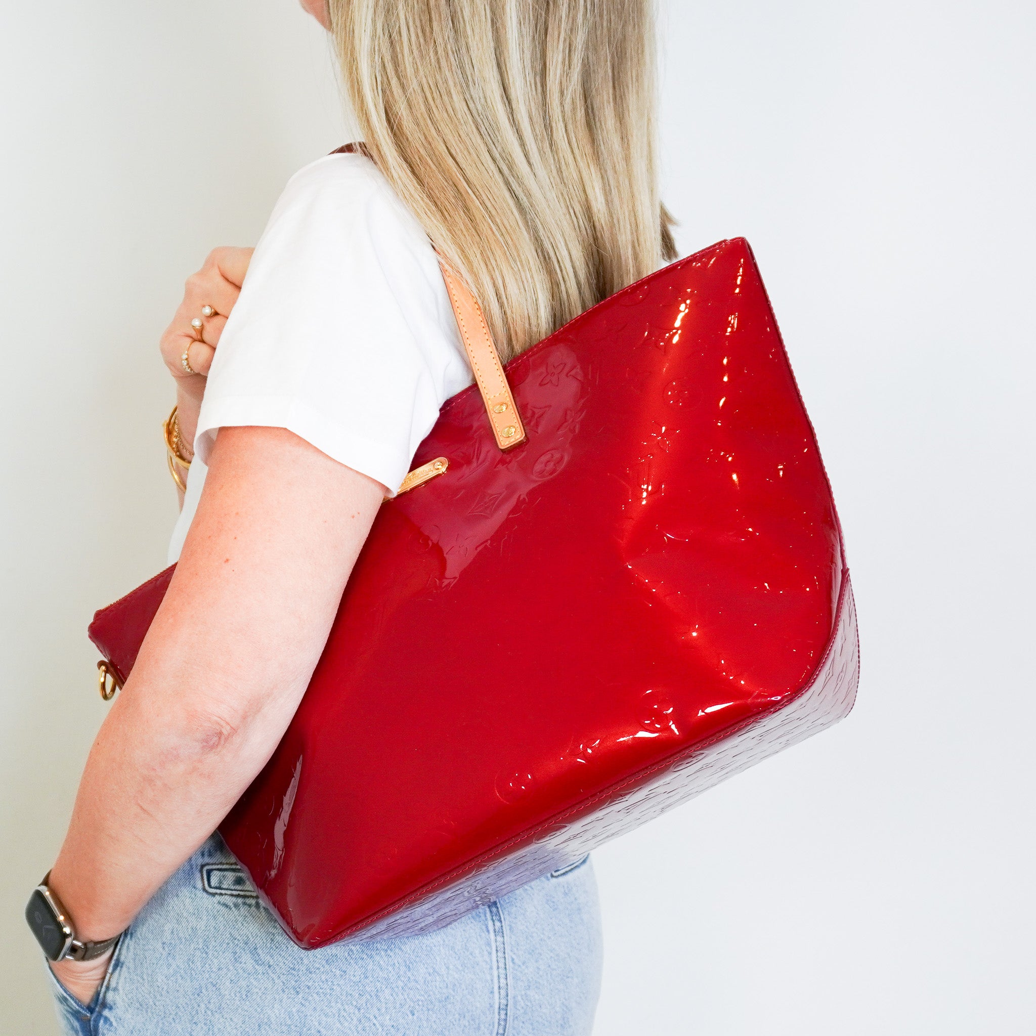 Louis Vuitton Vernis Bellevue PM in Red | Authentic Preloved