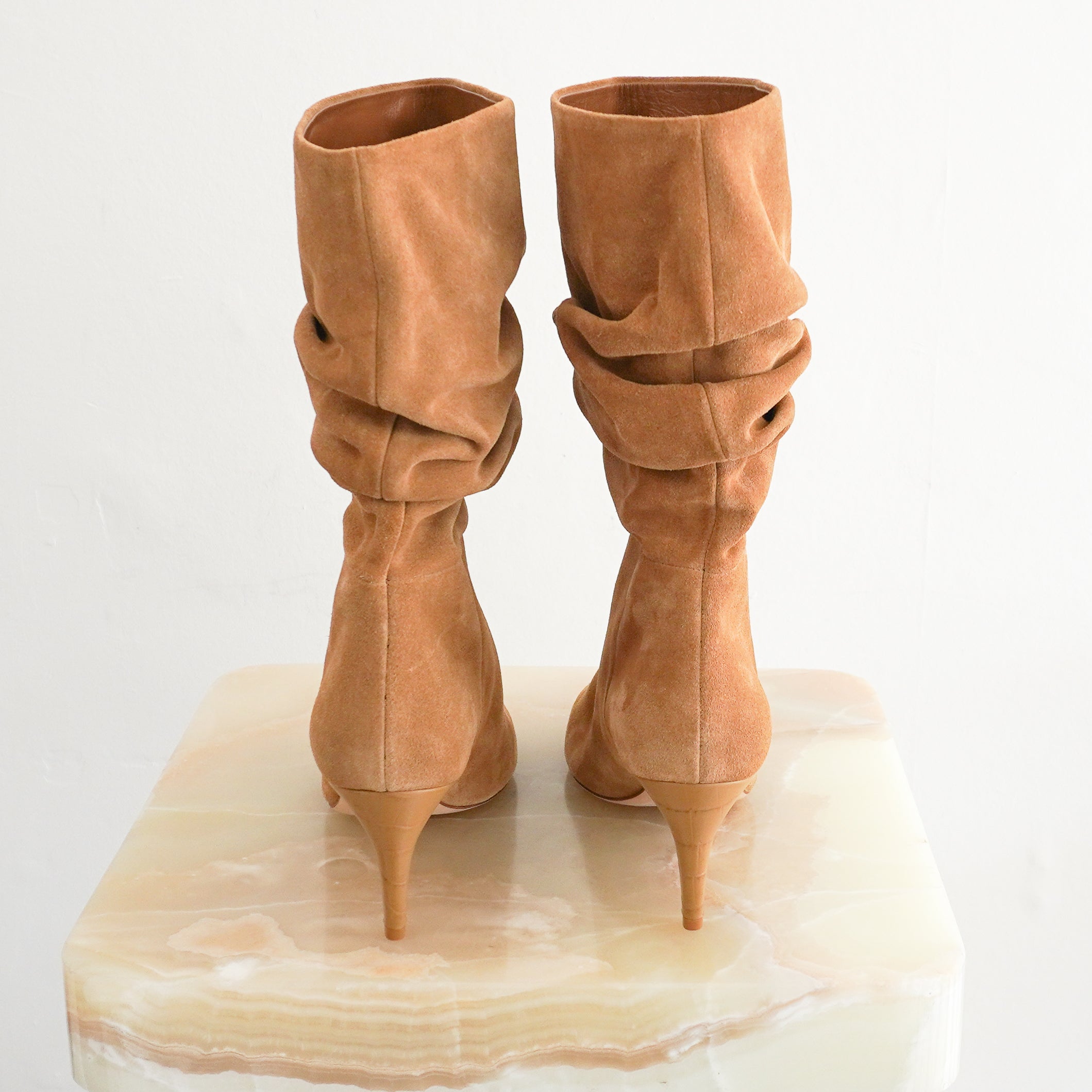 NEW Paris Texas Slouchy Suede Heeled Boots in Whisky (RRP £690) | Authentic Preloved