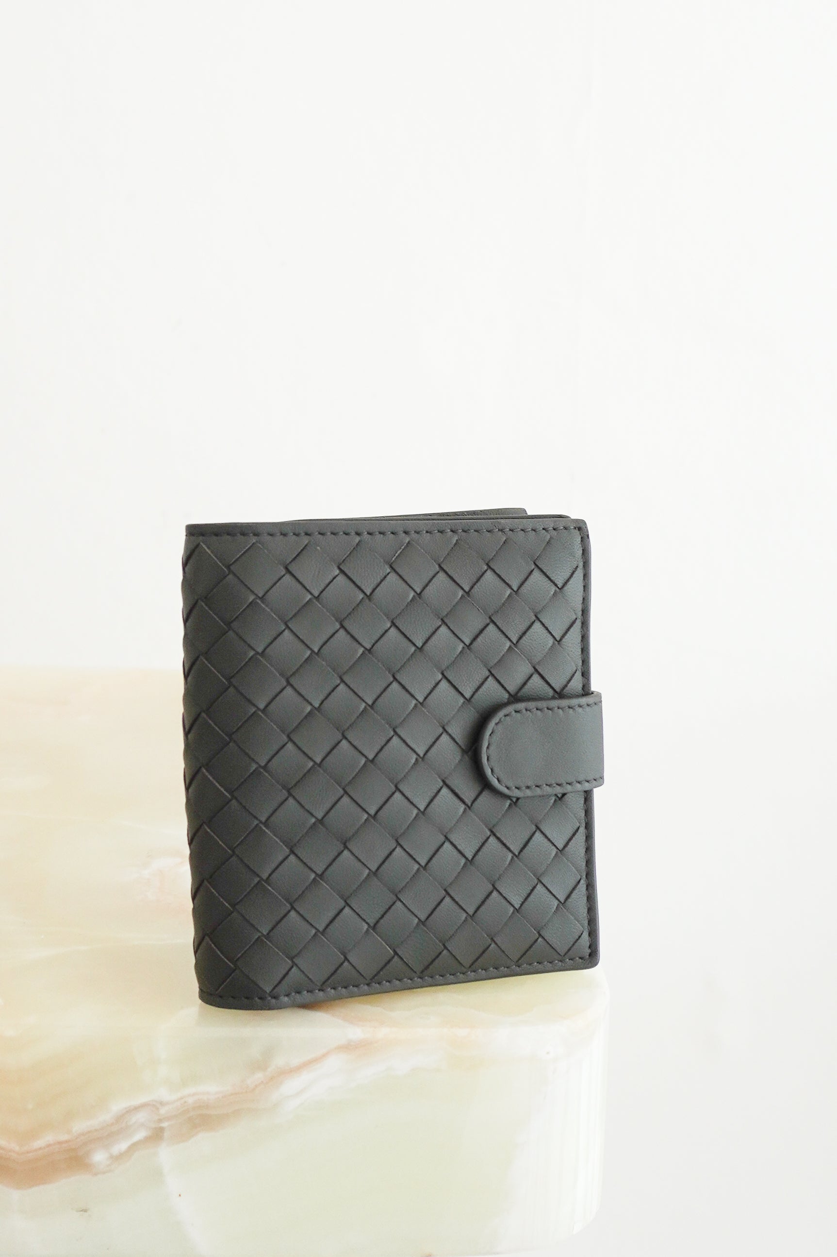 Bottega Veneta Grey Intrecciato Leather French Wallet (RRP £530) | Authentic Preloved