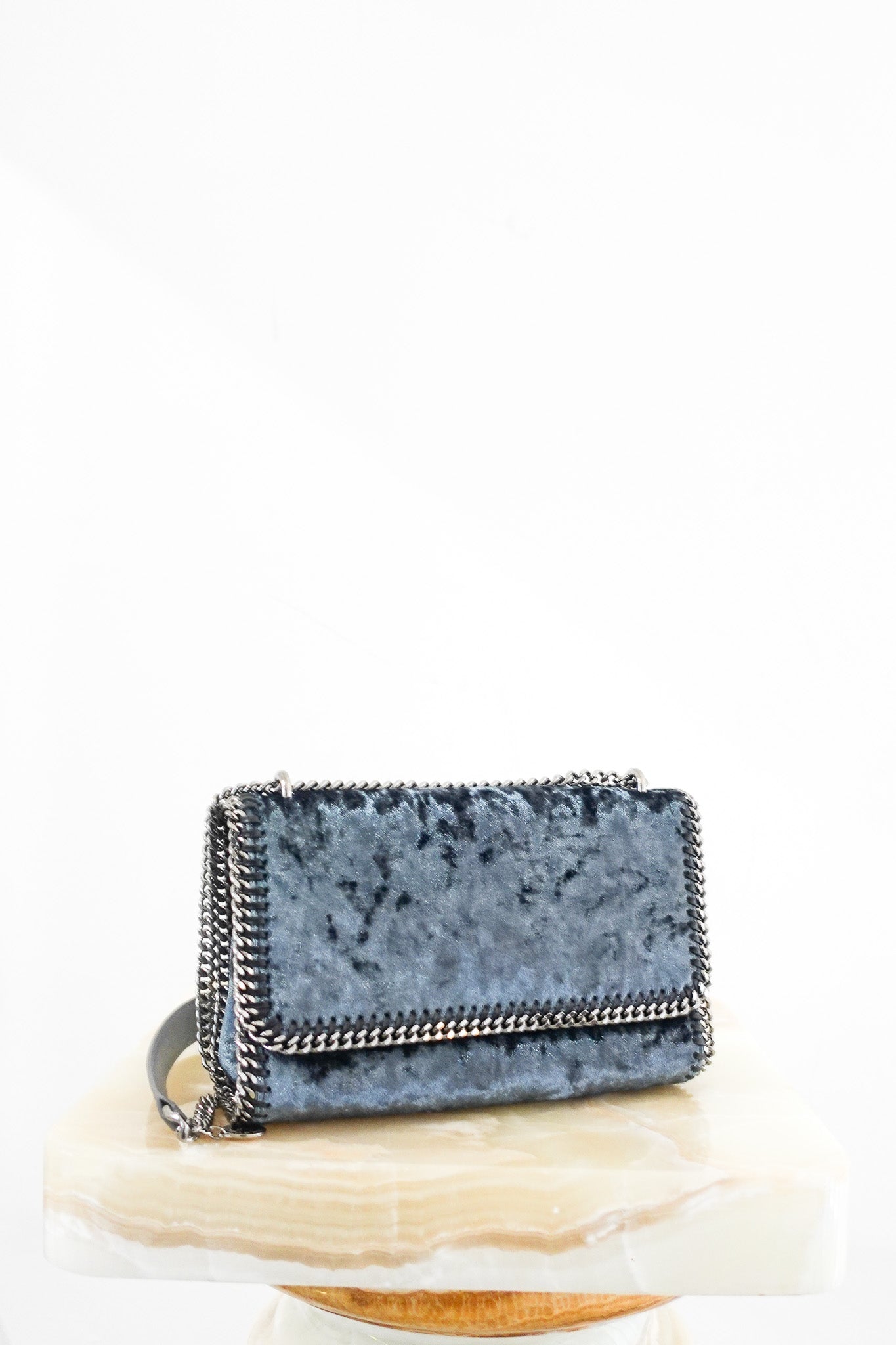 NEW Crushed blue velvet crossbody RRP £650