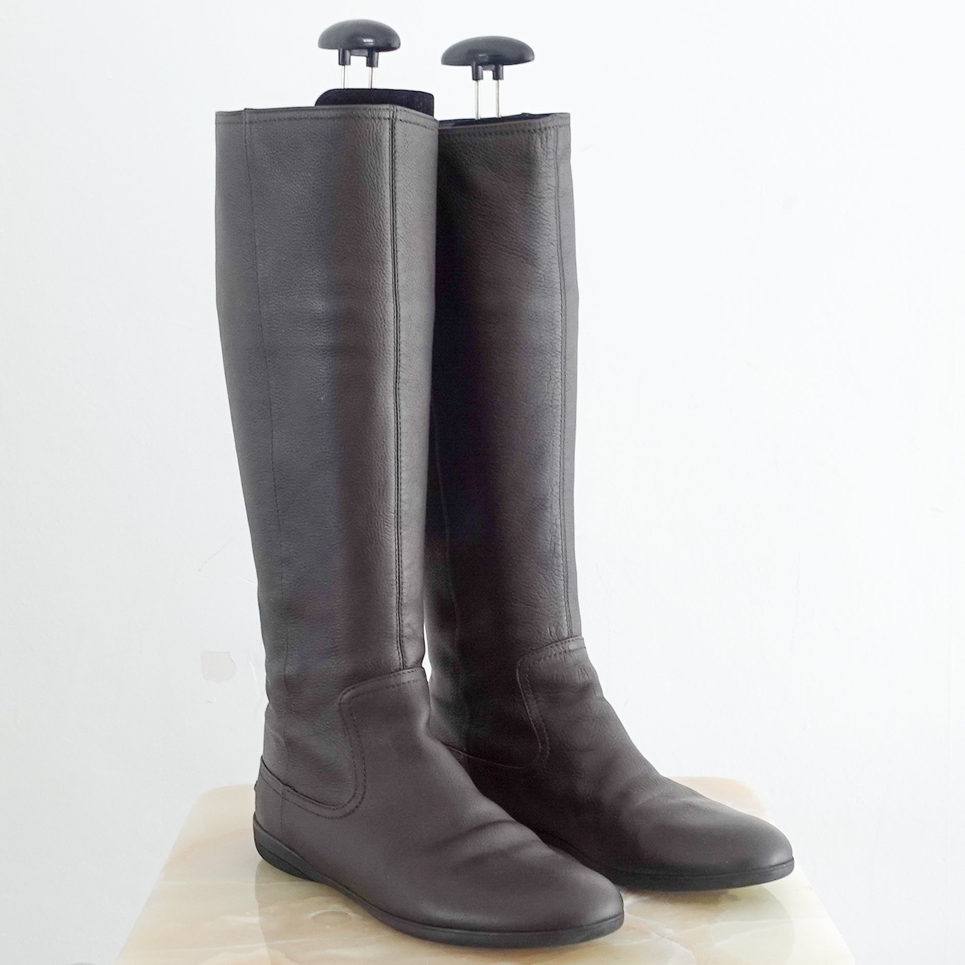 Smooth brown leather boots RRP £425