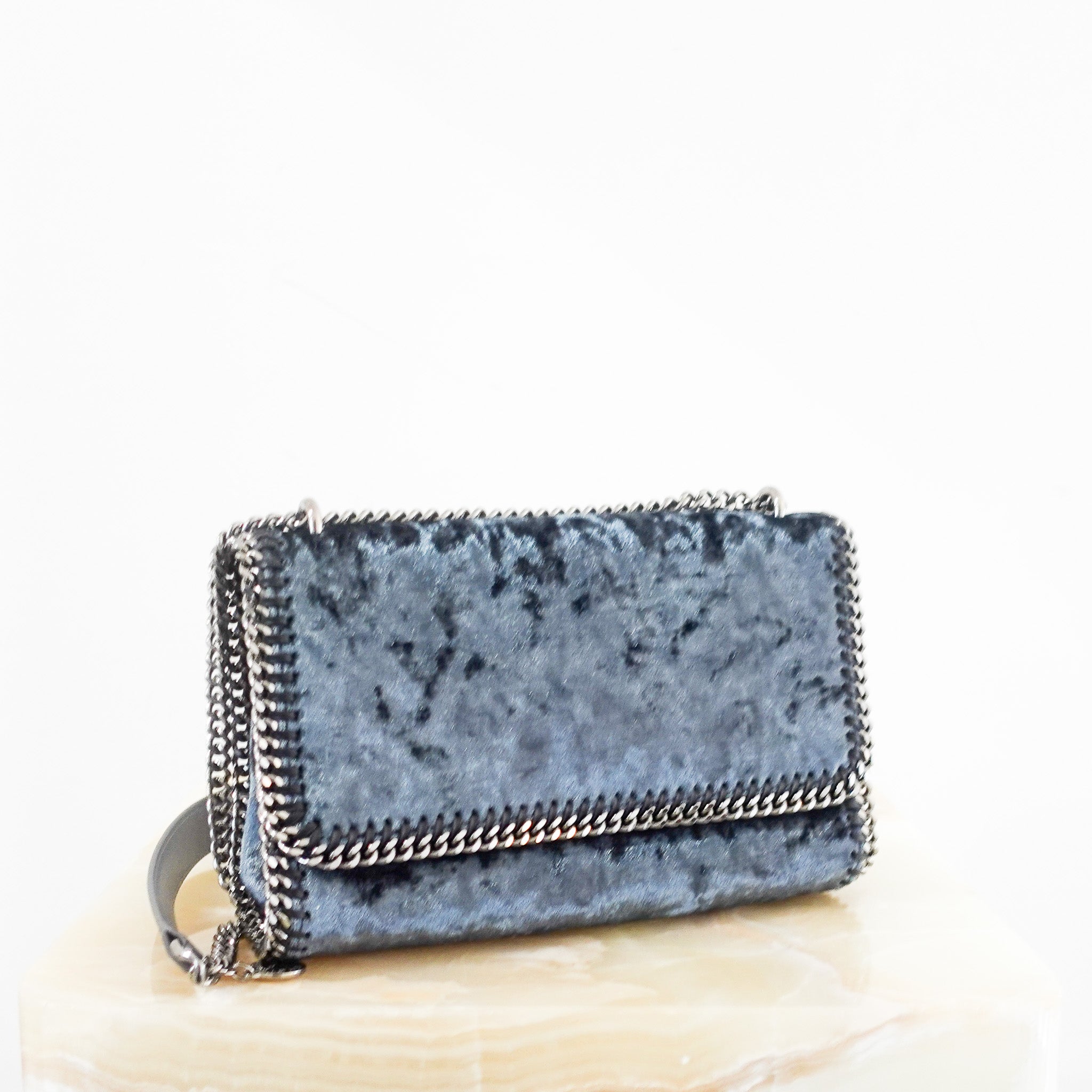 NEW Crushed blue velvet crossbody RRP £650