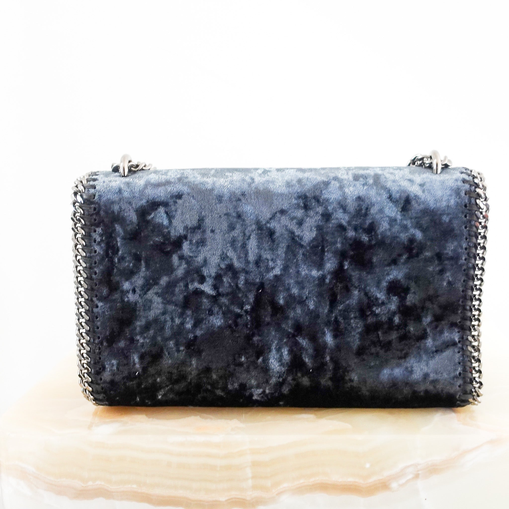 NEW Crushed blue velvet crossbody RRP £650